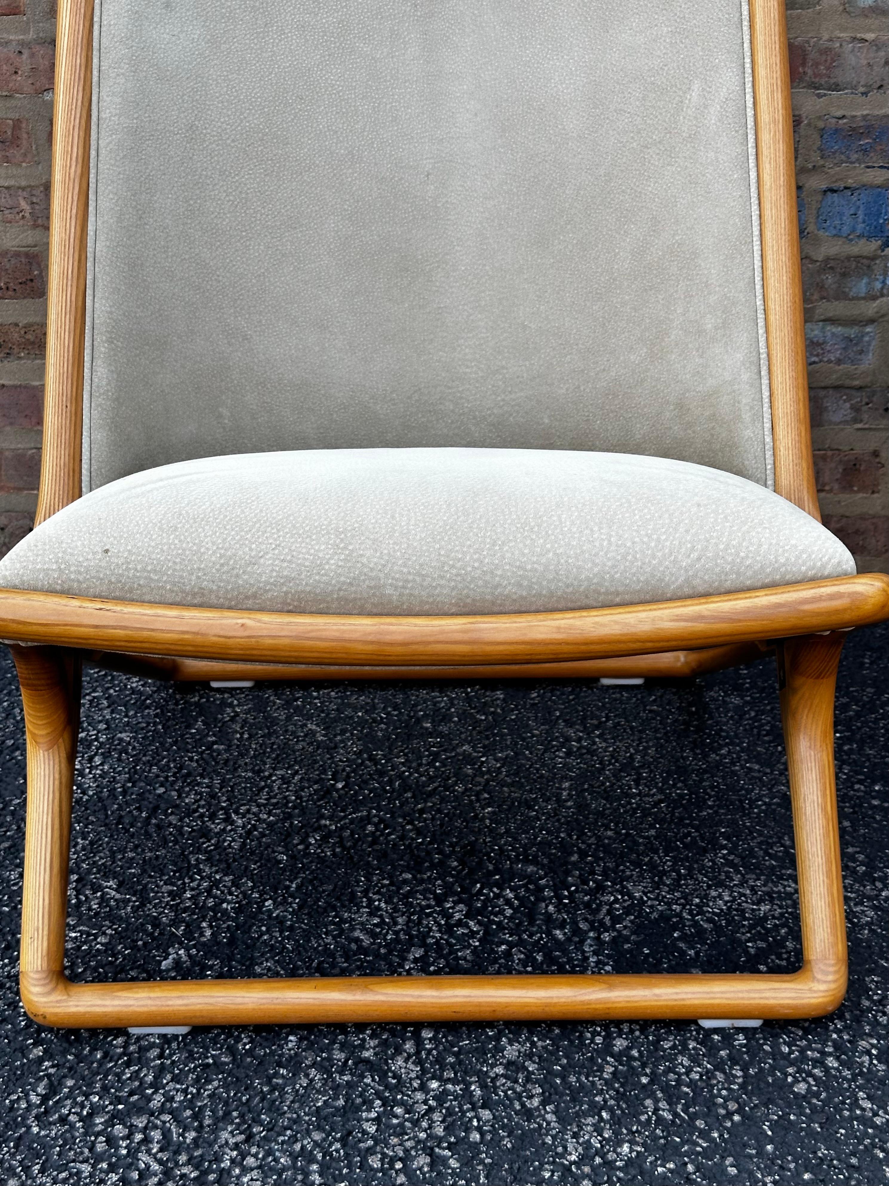 Ward Bennett for Brickel Associates Suede Scissor Chairs, A Pair 3