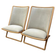 Ward Bennett for Brickel Associates Suede Scissor Chairs, A Pair