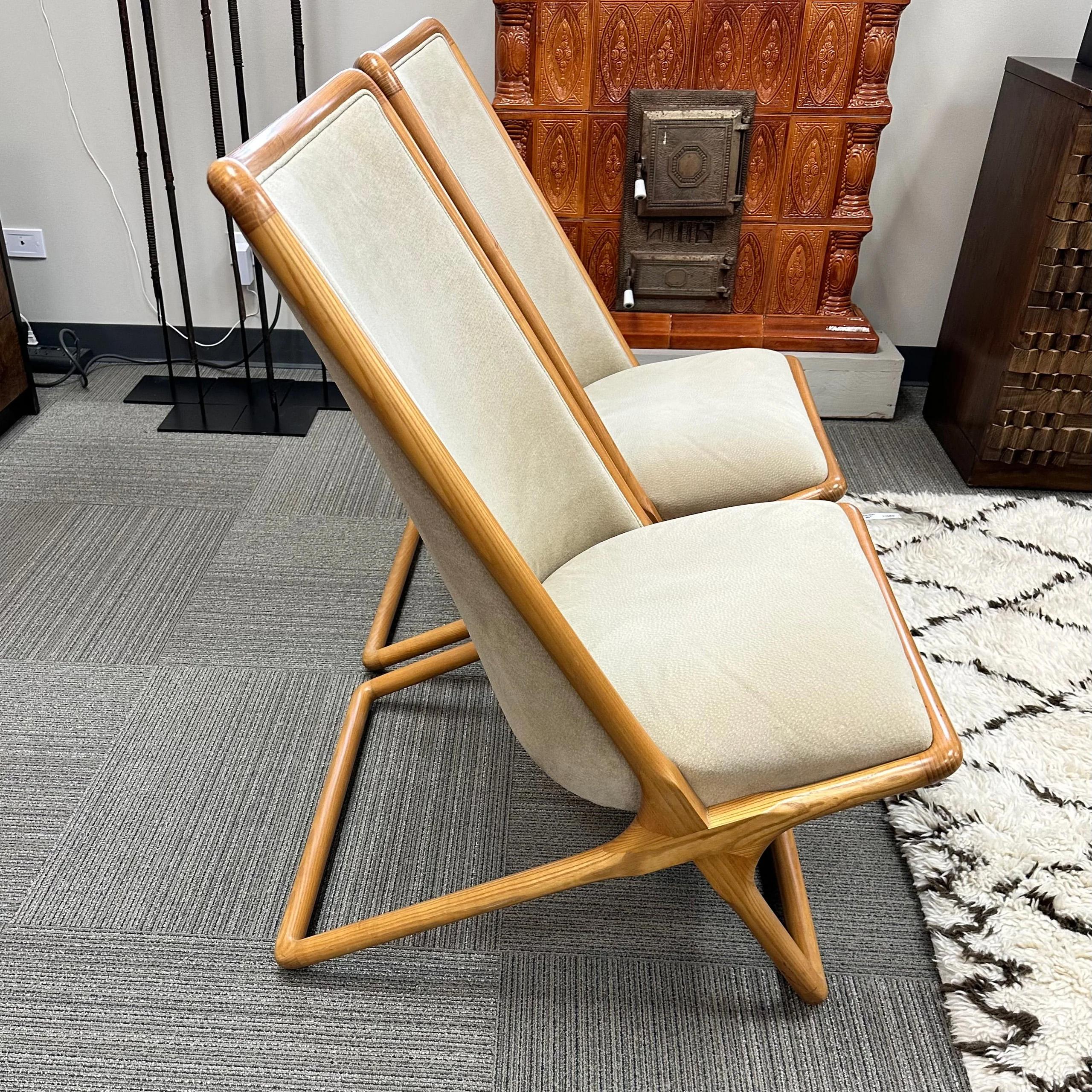 Mid-Century Modern Ward Bennett for Brickel Associates Suede Scissor Chairs, A Pair