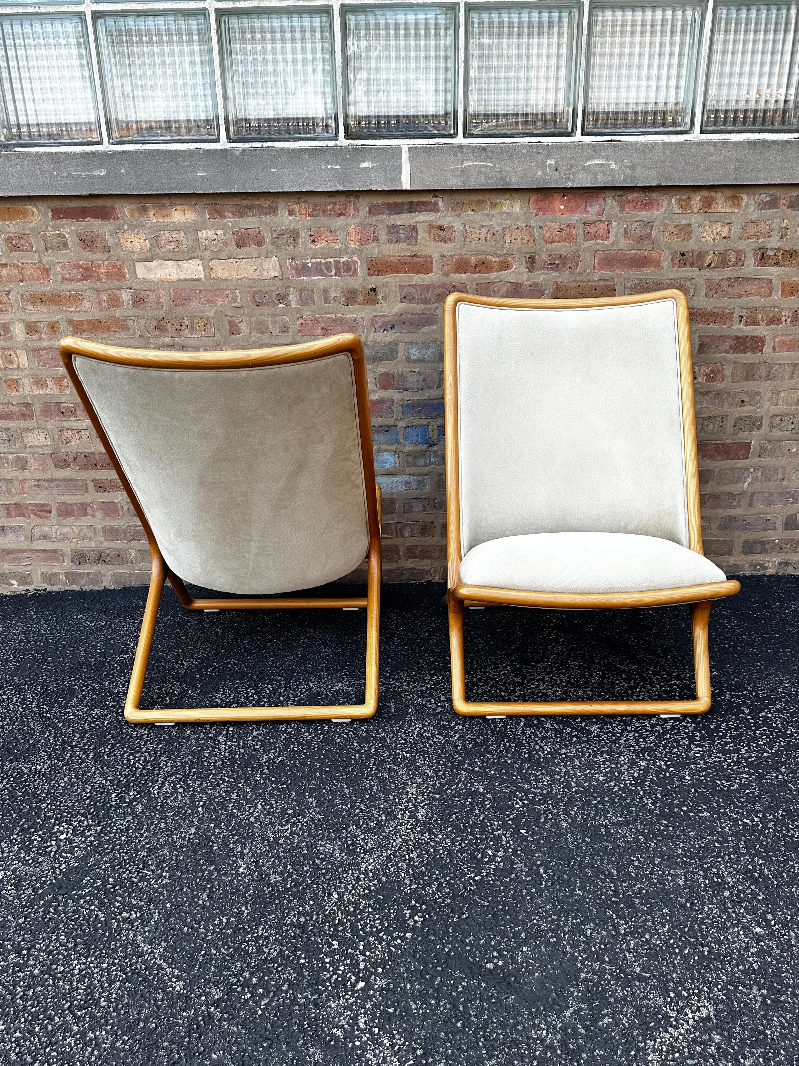 Late 20th Century Ward Bennett for Brickel Associates Suede Scissor Chairs, A Pair