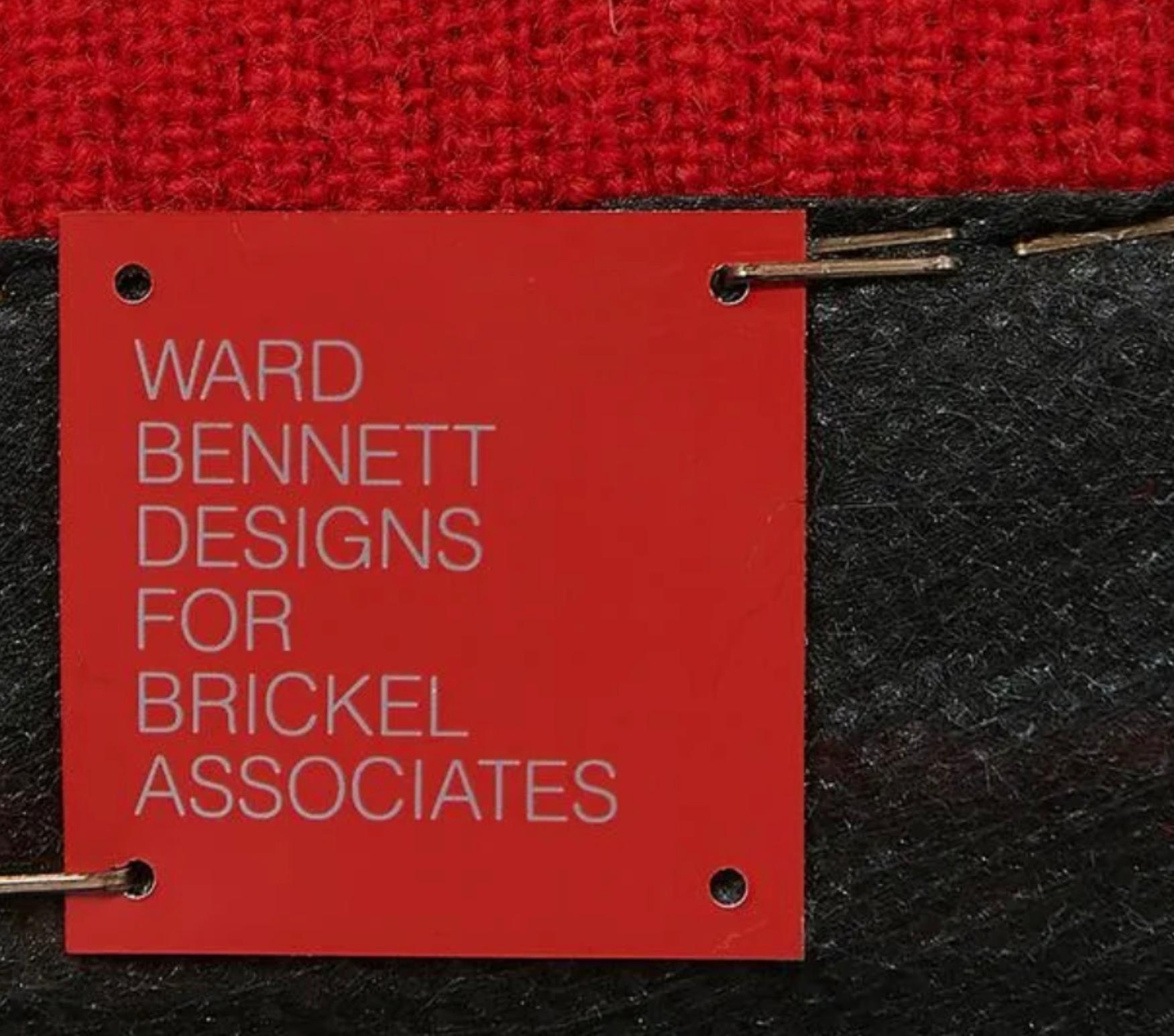 Post-Modern Ward Bennett for Brickel Black Ash Scissor Lounge Chair, Red Wool Bouclé, 1984  For Sale