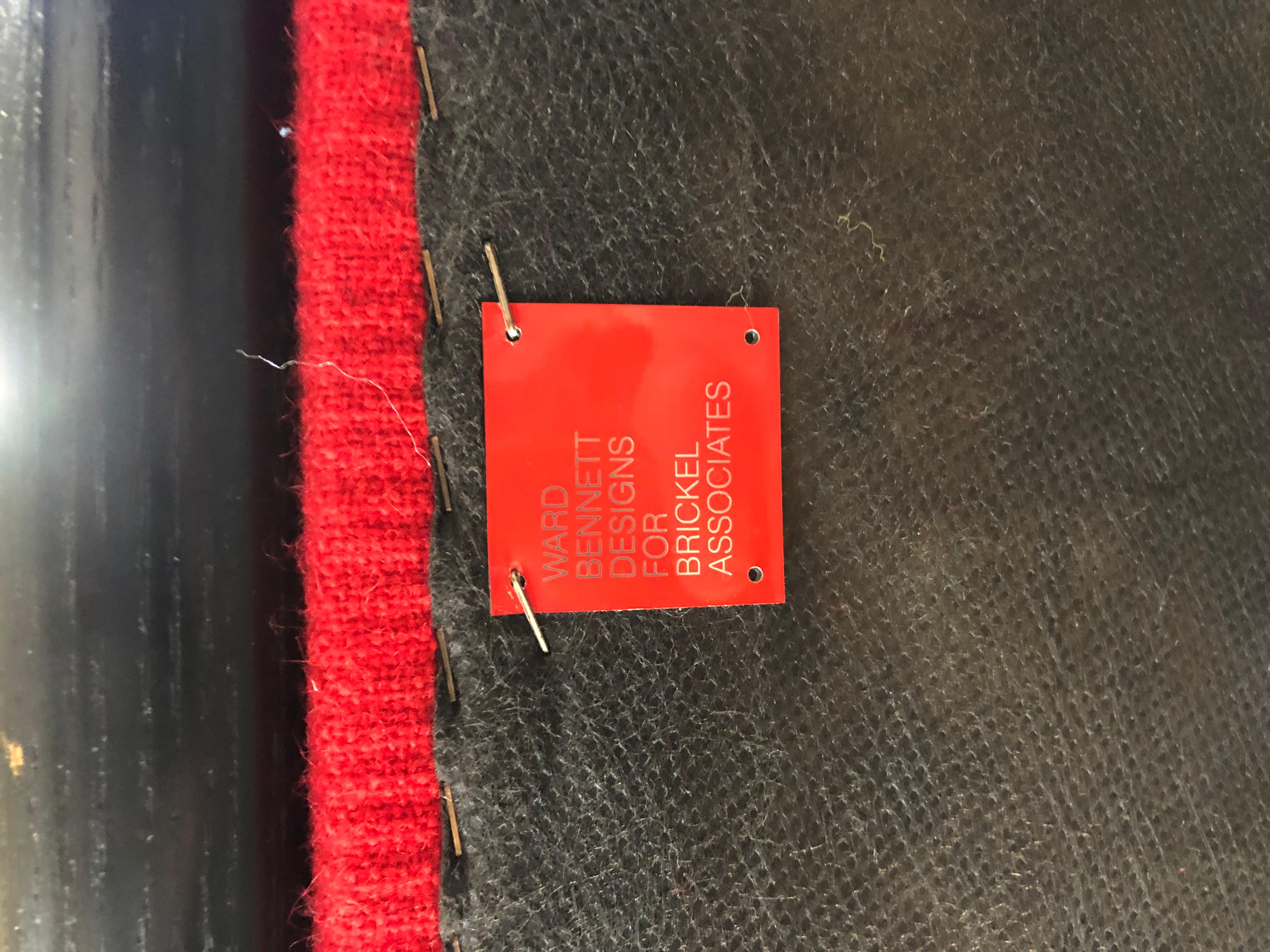 The Bennetts for Brickel Black Ash Scissor Lounge Chairs, Red Wool Bouclé, 1984 en vente 3