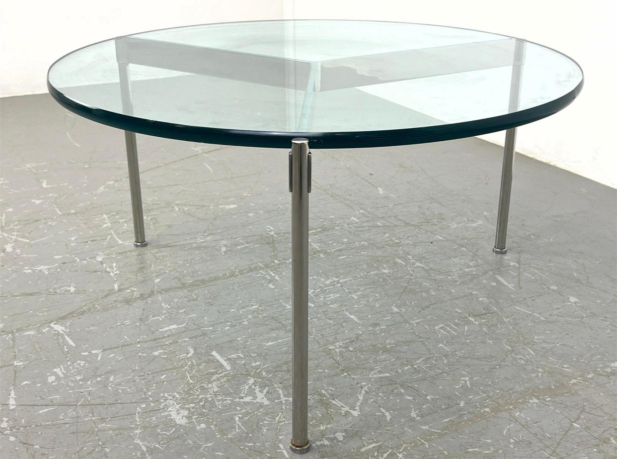 American Ward Bennett for Brickel Polished Steel Claw Cocktail Table For Sale