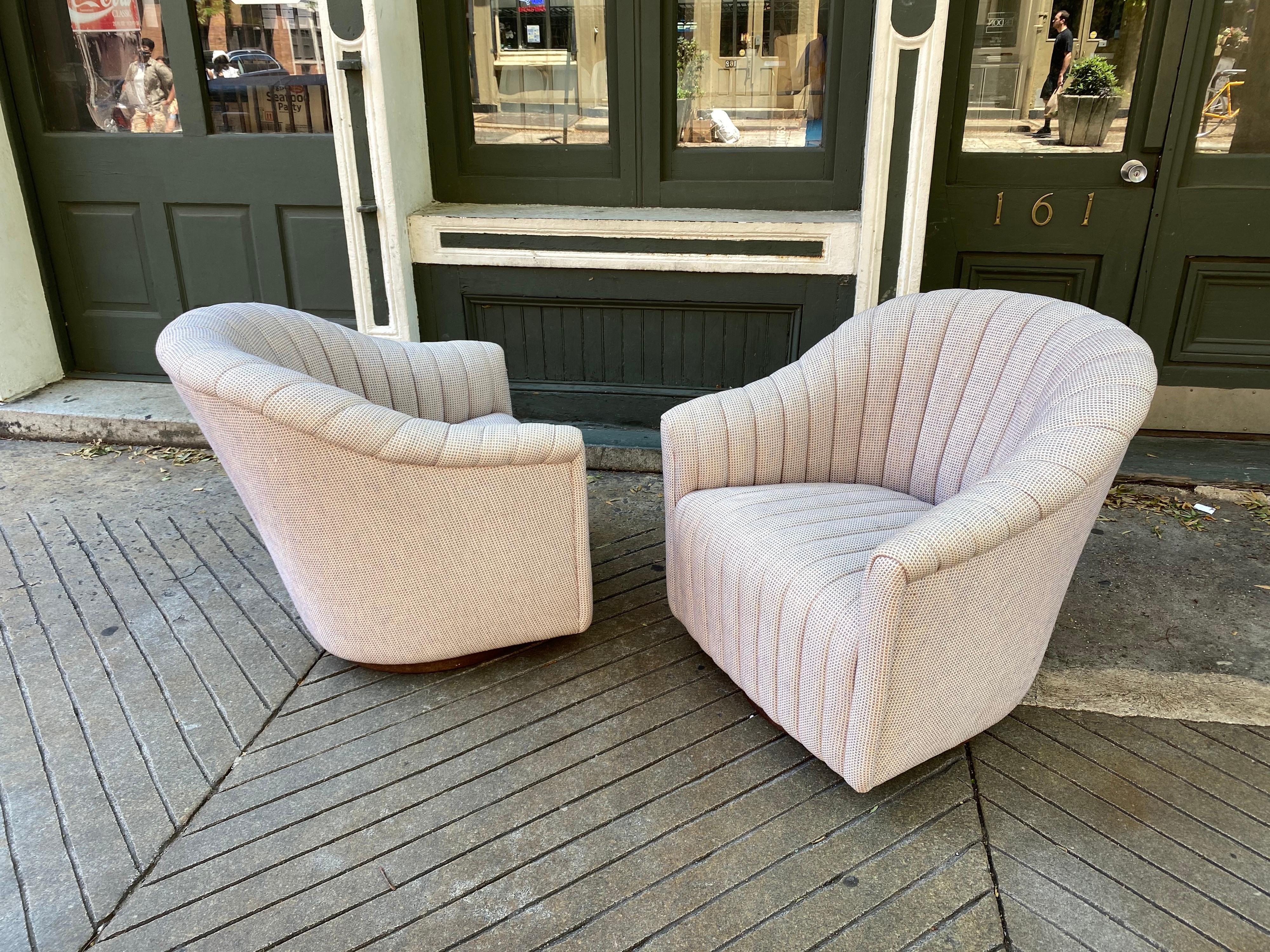 Late 20th Century Ward Bennett for Brickel Swivel Lounge Chairs /Pair
