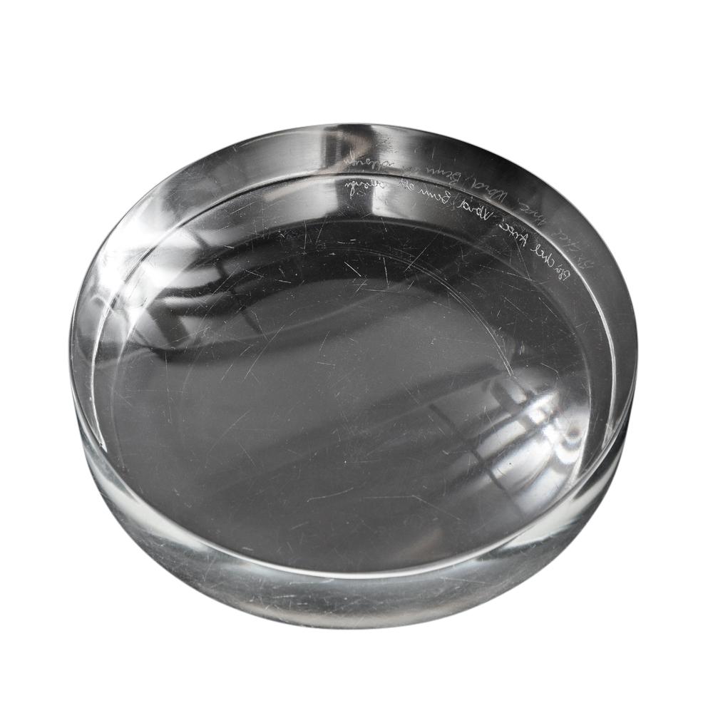 Ward Bennett für Brickel, Ablageschale, klares Glas, konkaver, signiert im Angebot 5