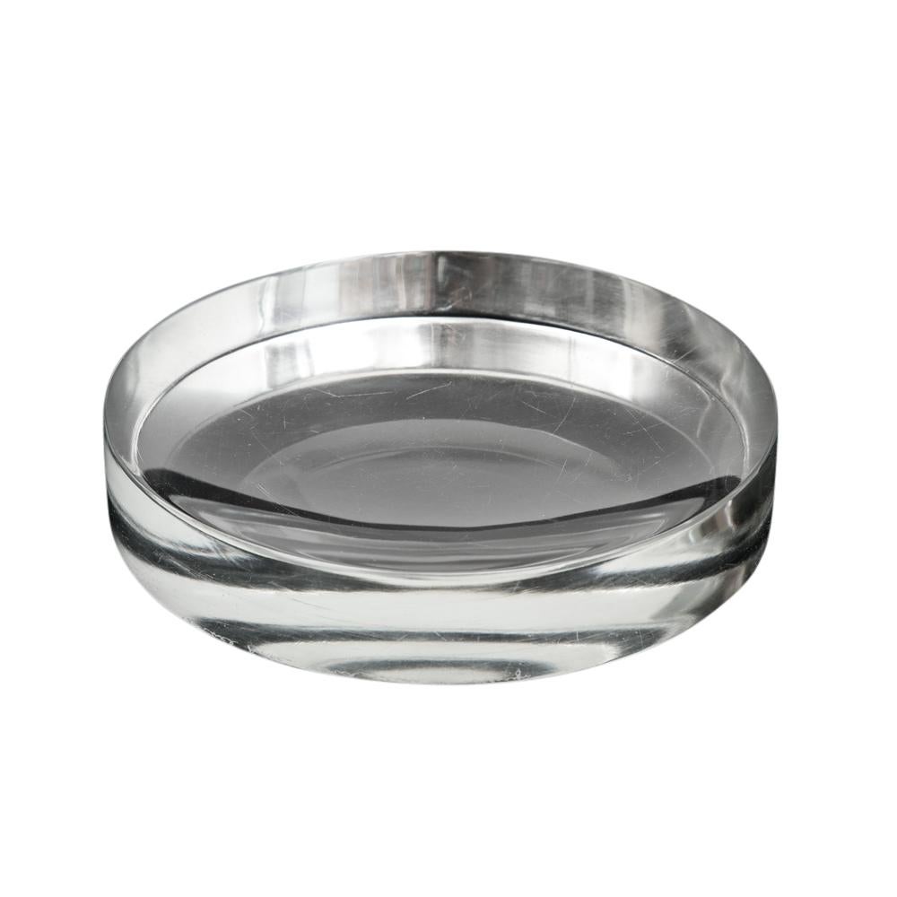 Ward Bennett für Brickel, Ablageschale, klares Glas, konkaver, signiert im Angebot 3