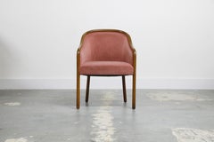 Ward Bennett for Brickell Associates Pink Velvet Dining Armchairs, circa 1970
