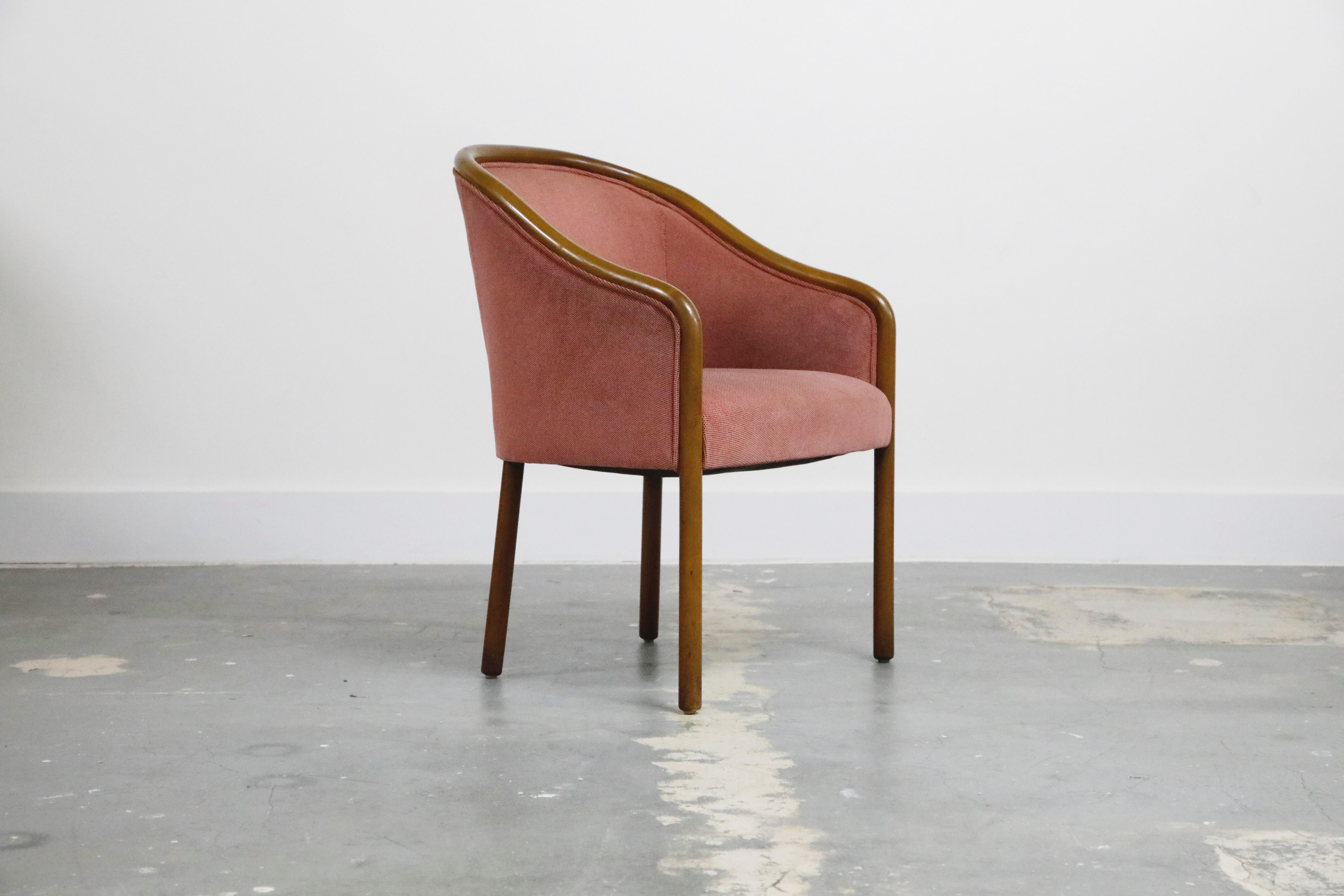 Mid-Century Modern Ward Bennett for Brickell Associates Pink Velvet Dining Armchairs, circa 1970