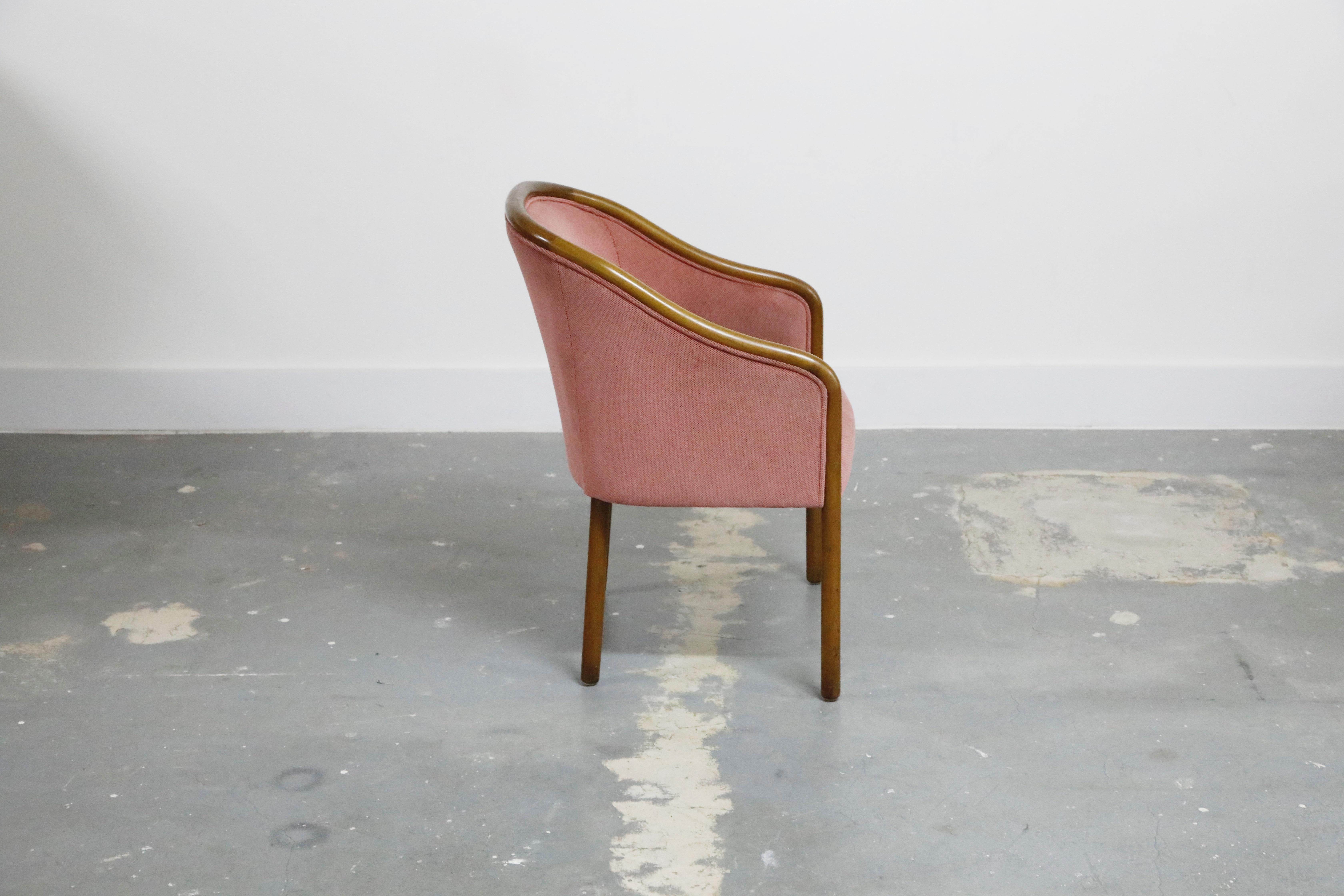 Ward Bennett for Brickell Associates Pink Velvet Dining Armchairs, circa 1970 In Good Condition In Los Angeles, CA
