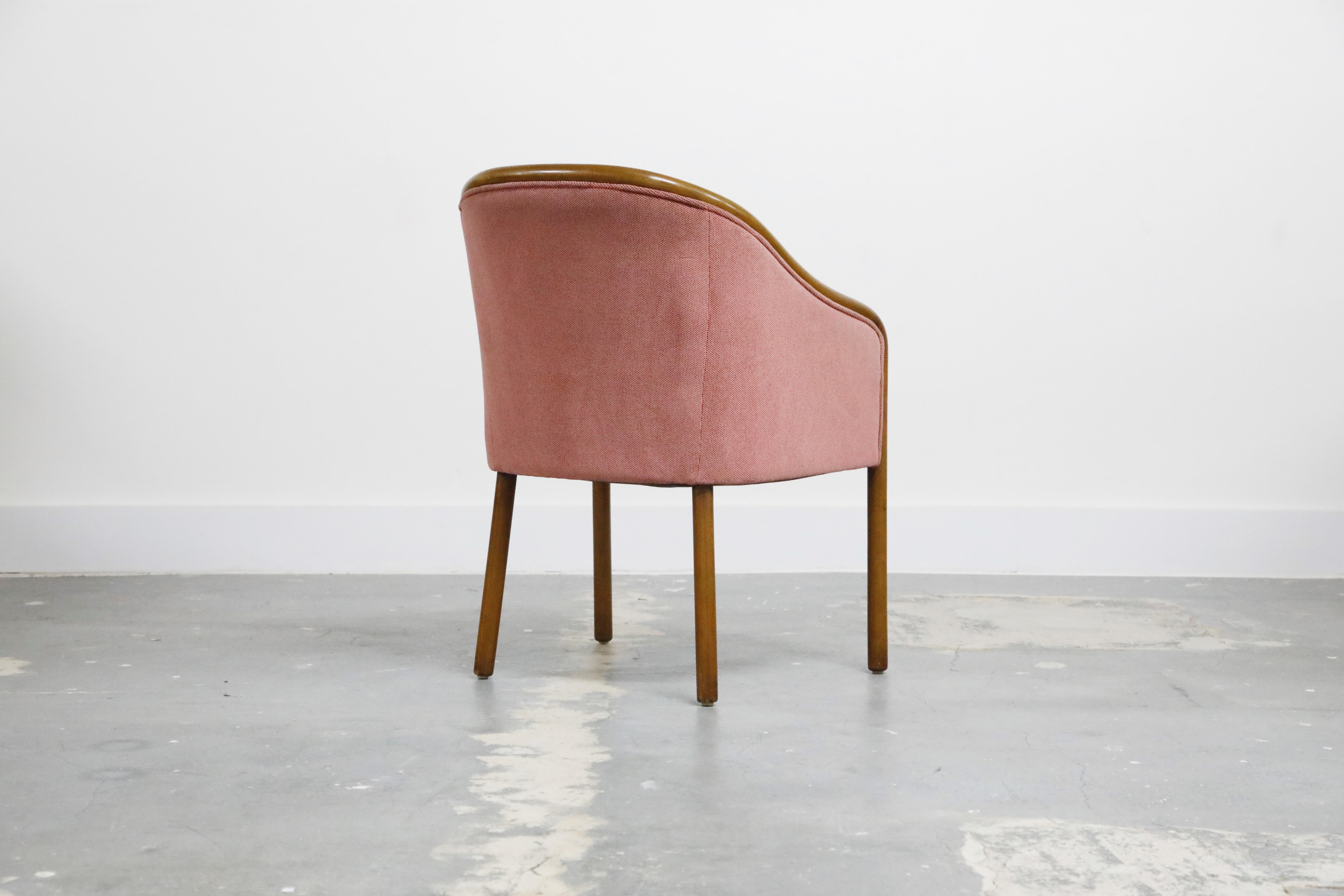 Late 20th Century Ward Bennett for Brickell Associates Pink Velvet Dining Armchairs, circa 1970