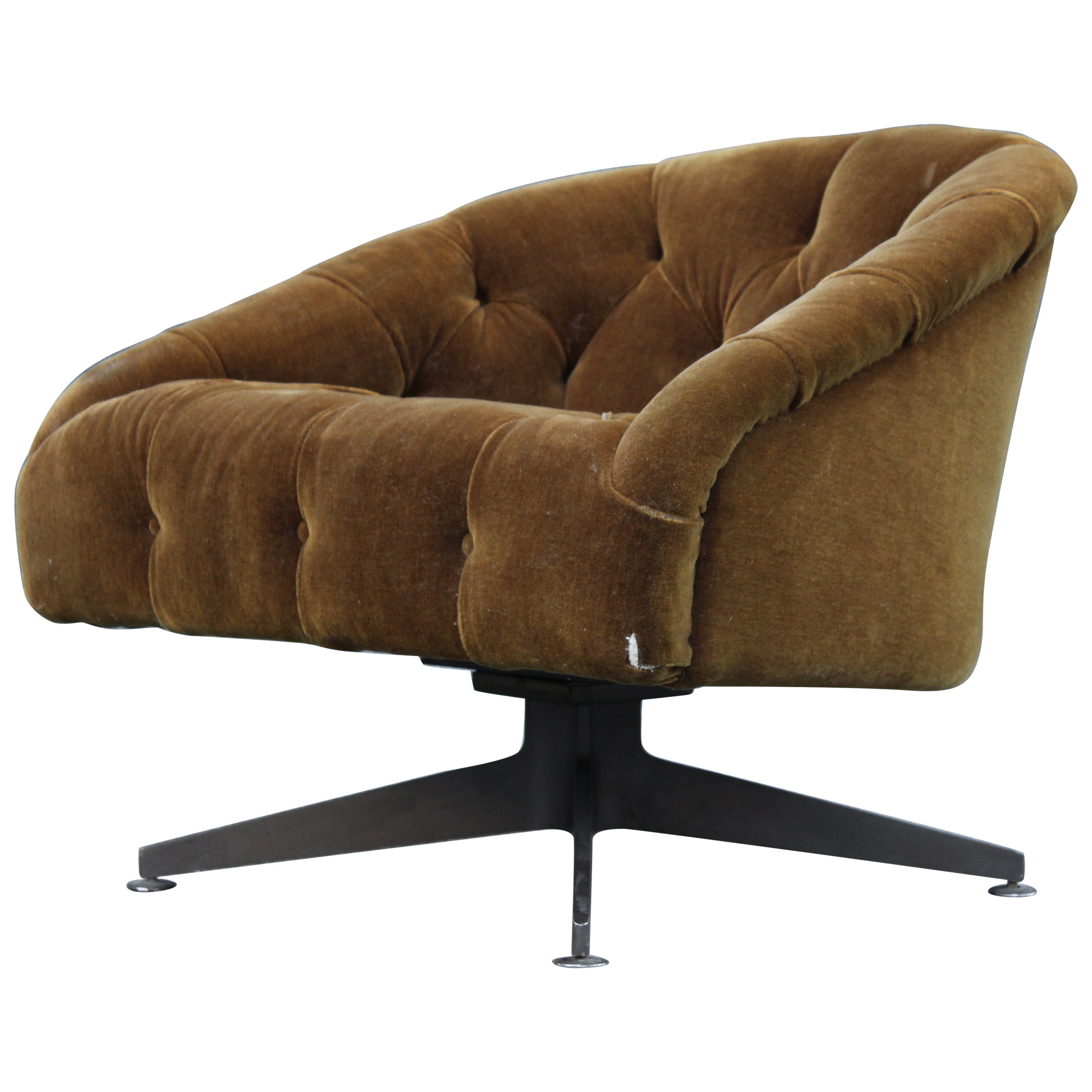 Ward Bennett for Lehigh Leopold Chrome 
Green Suede Swivel or Lounge Chair