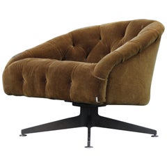 Fauteuil pivotant ou de salon Ward Bennett pour Lehigh Leopold en chrome et daim vert