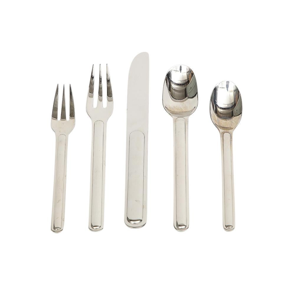 Ward Bennett for Prisma Stainless Steel Flatware Cutlery, Signed In Good Condition For Sale In New York, NY