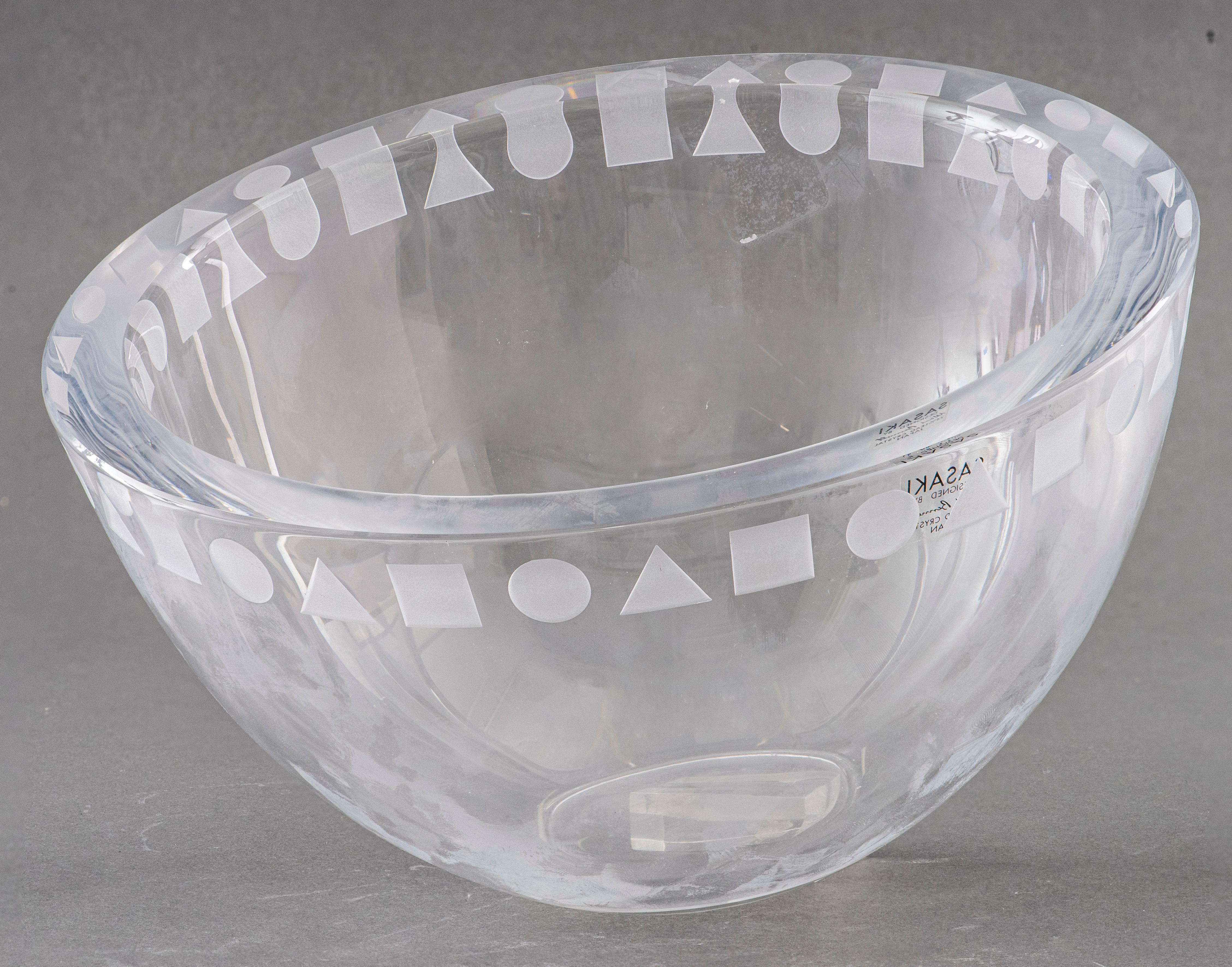 Mid-Century Modern Ward Bennett for Sasaki Geometric Crystal Bowl