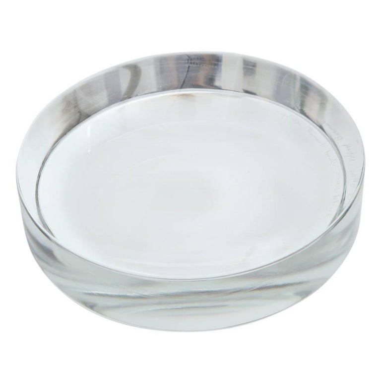 Ward Glass Dish Concave Brickel VidePoche Signed USA, 1970s at