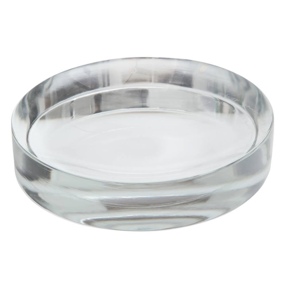 Ward Bennett Glass Dish Concave Brickel Vide-Poche Signed USA, 1970s