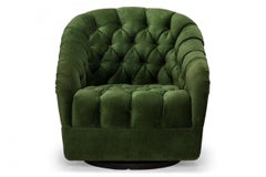 Tumbona / Sillón Giratorio de Bañera Ward Bennett Verde Tapizado con Botones