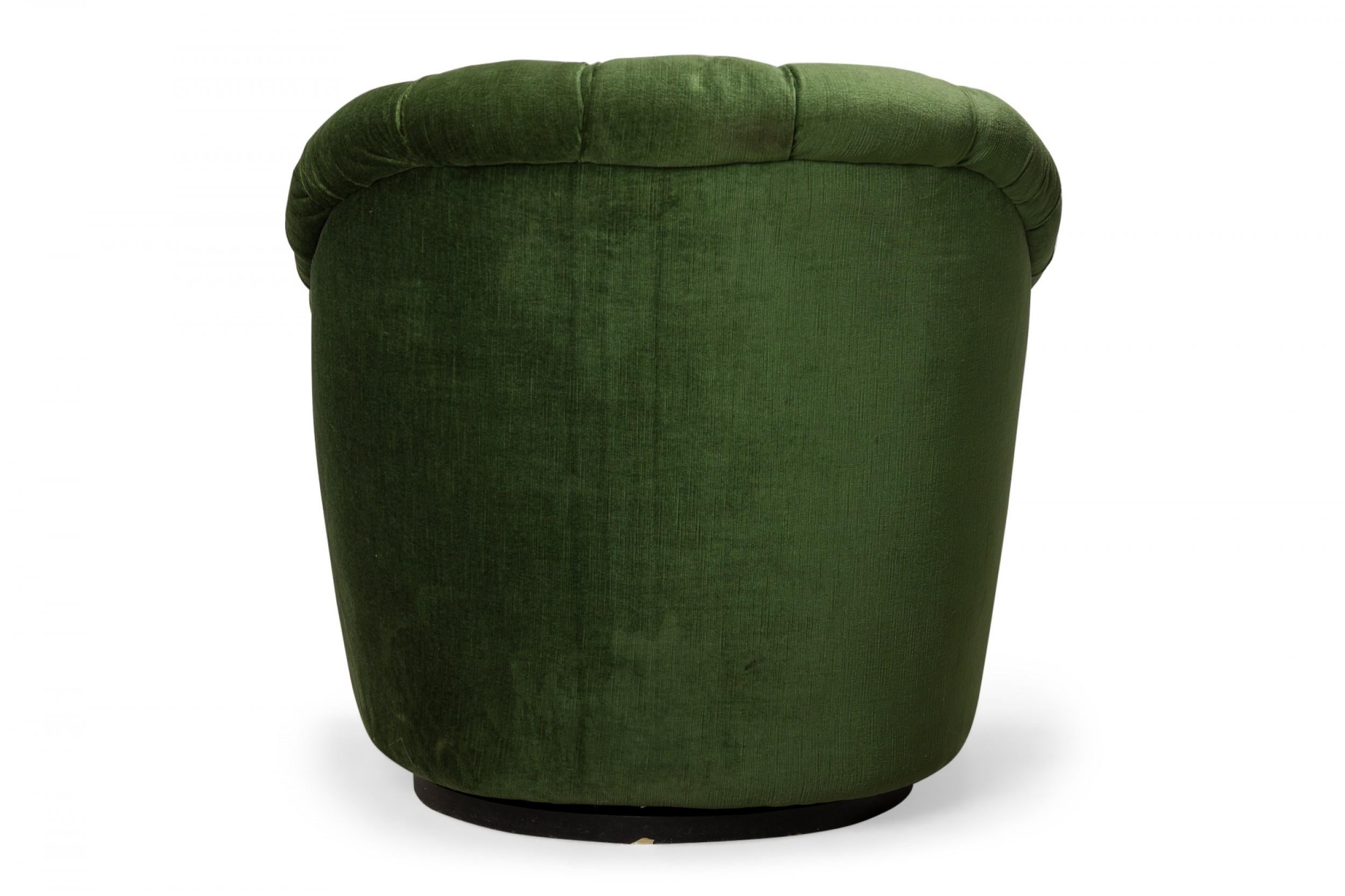 American Ward Bennett Green Button Tufted Swivel Tub Lounge / Armchair For Sale