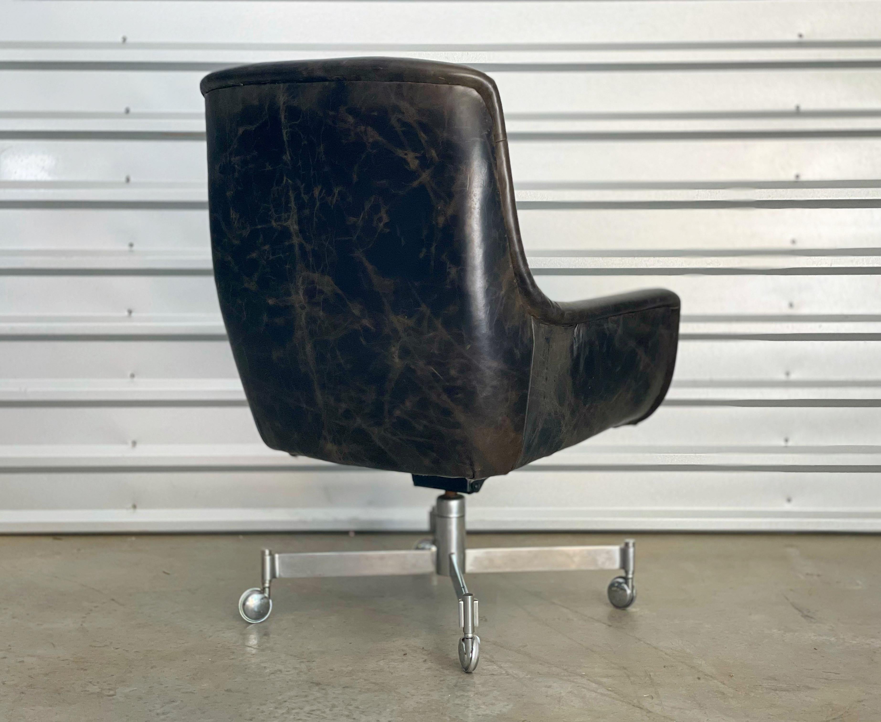 North American Ward Bennett High Back Executive Desk Chair in Aniline Leather, for Brickel 1978