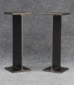 Ward Bennett Inspired Pair Enameled Steel I-Beam Console Tables or Pedestals