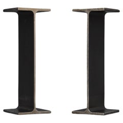Used Ward Bennett Inspired Pair Enameled Steel I-Beam Console Tables or Pedestals 