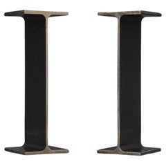 Ward Bennett Inspired Pair Enameled Steel I-Beam Console Tables or Pedestals