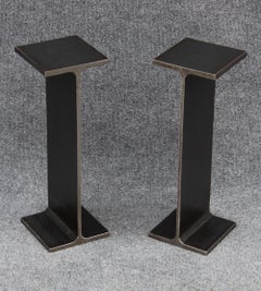 Ward Bennett Inspired Pair Enameled Steel I-Beam Drink Stands or End Tables
