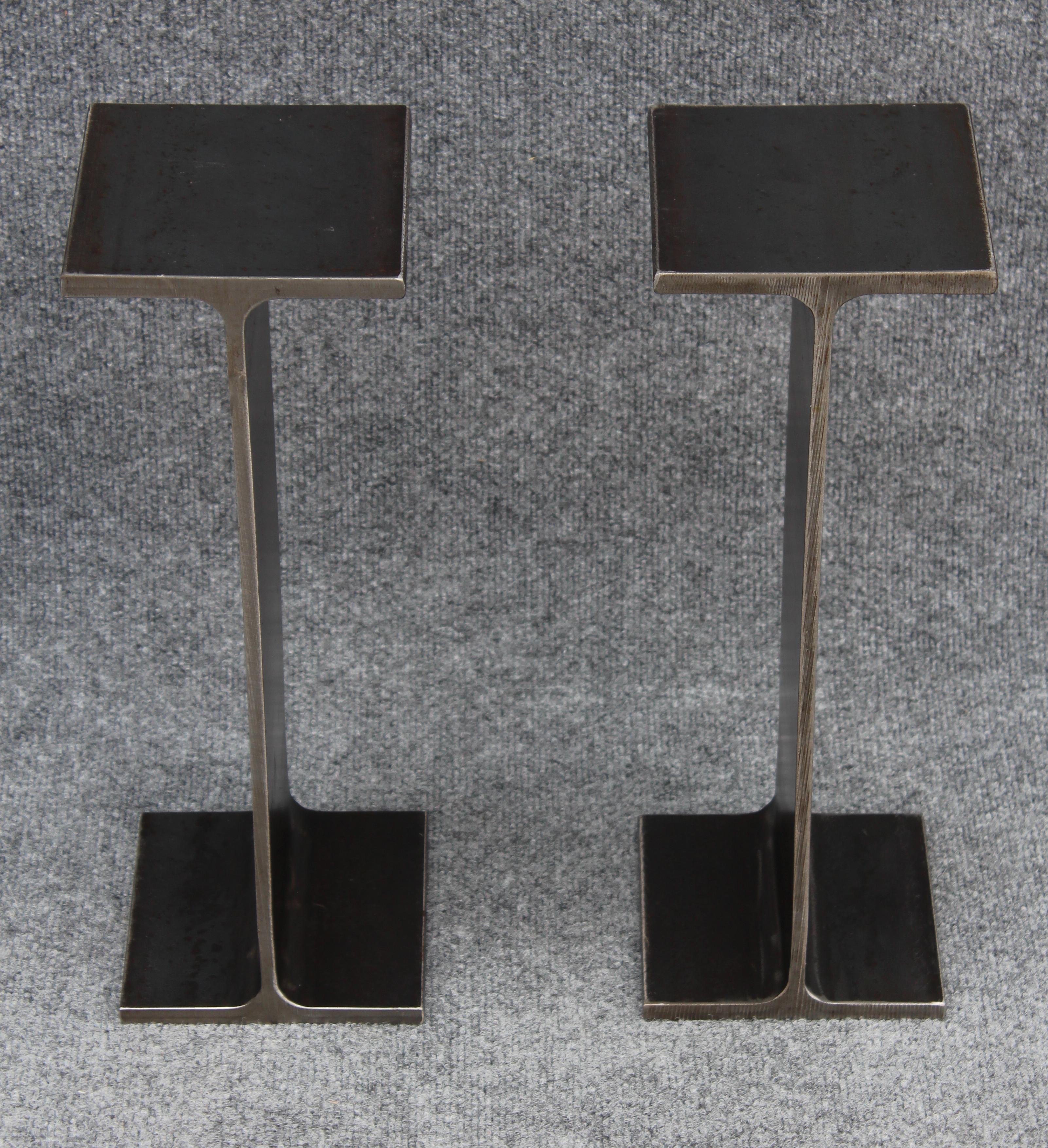 American Ward Bennett Inspired Pair Enameled Steel I-Beam Drink Stands or End Tables 