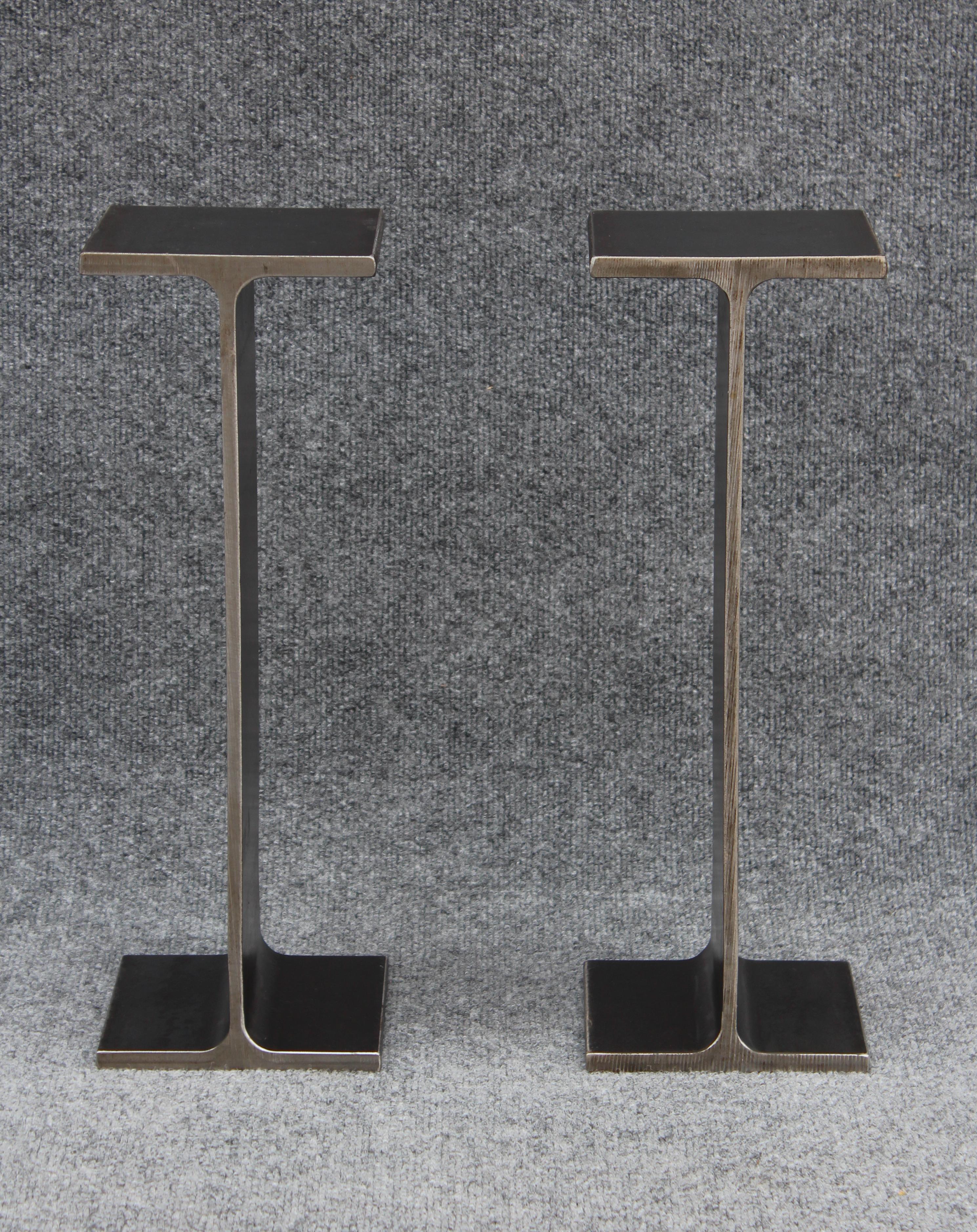 Ward Bennett Inspired Pair Enameled Steel I-Beam Drink Stands or End Tables  In Good Condition In Philadelphia, PA