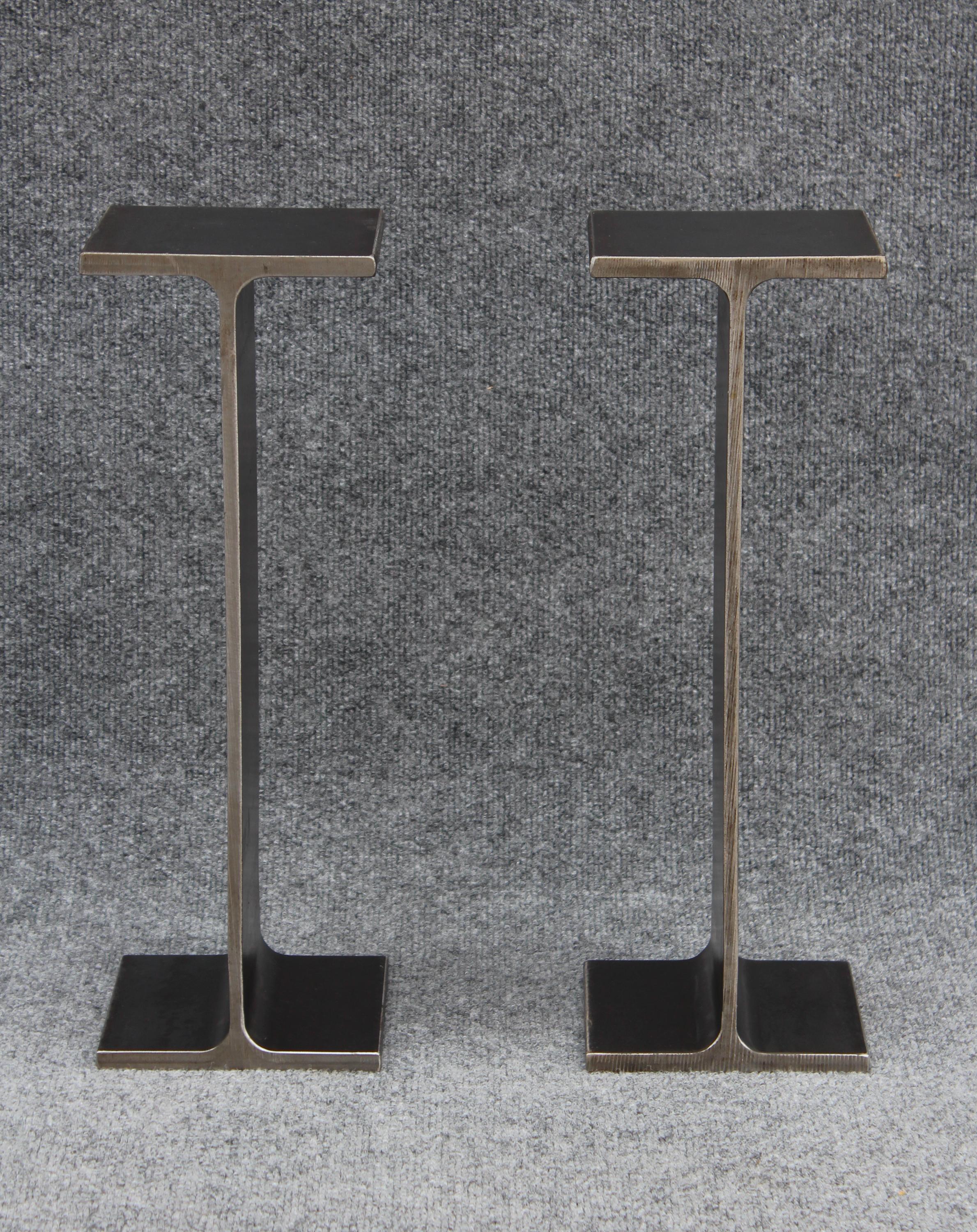 Ward Bennett Inspired Pair Enameled Steel I-Beam Drink Stands or End Tables  In Good Condition For Sale In Philadelphia, PA