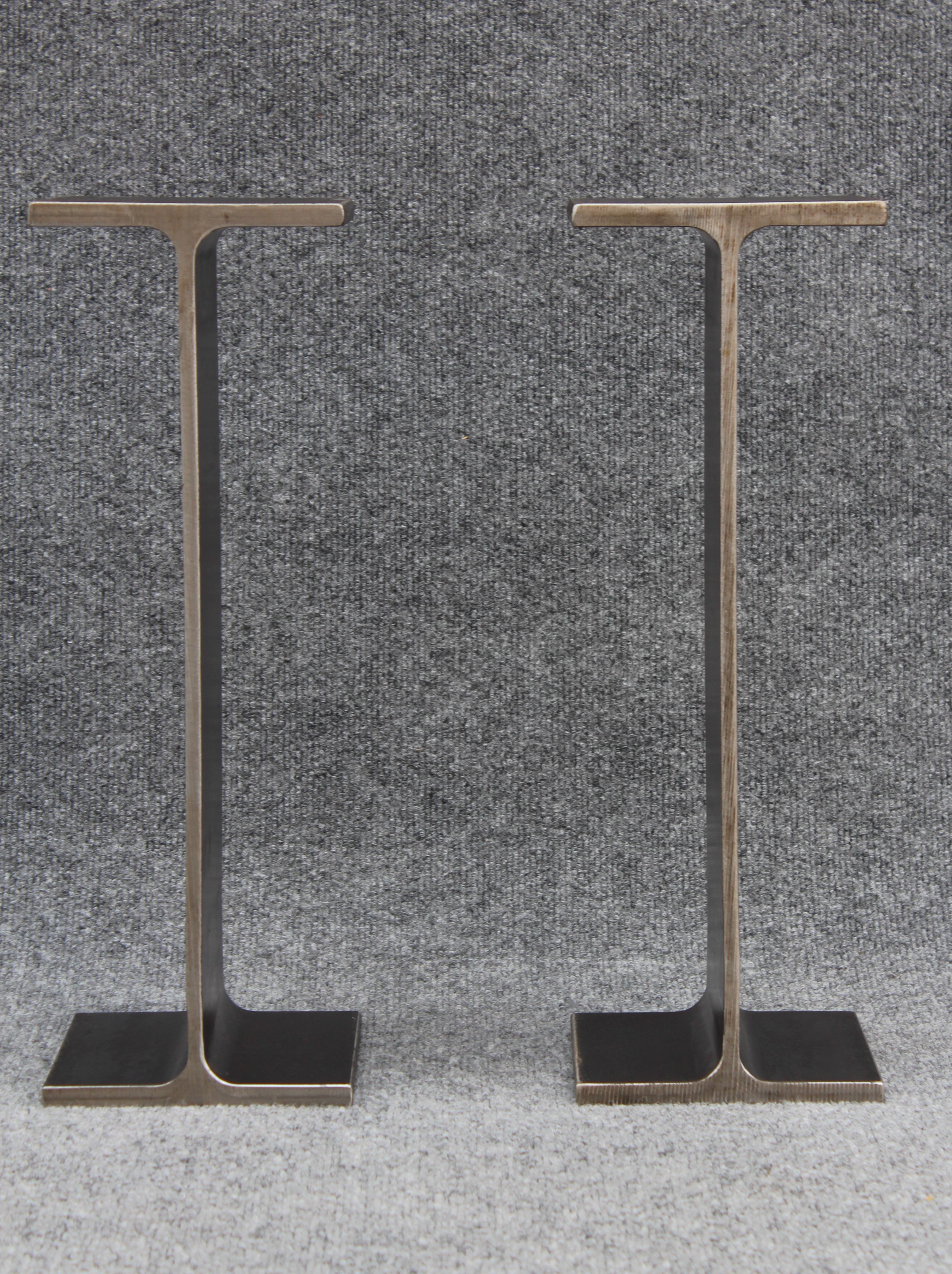 Contemporary Ward Bennett Inspired Pair Enameled Steel I-Beam Drink Stands or End Tables 