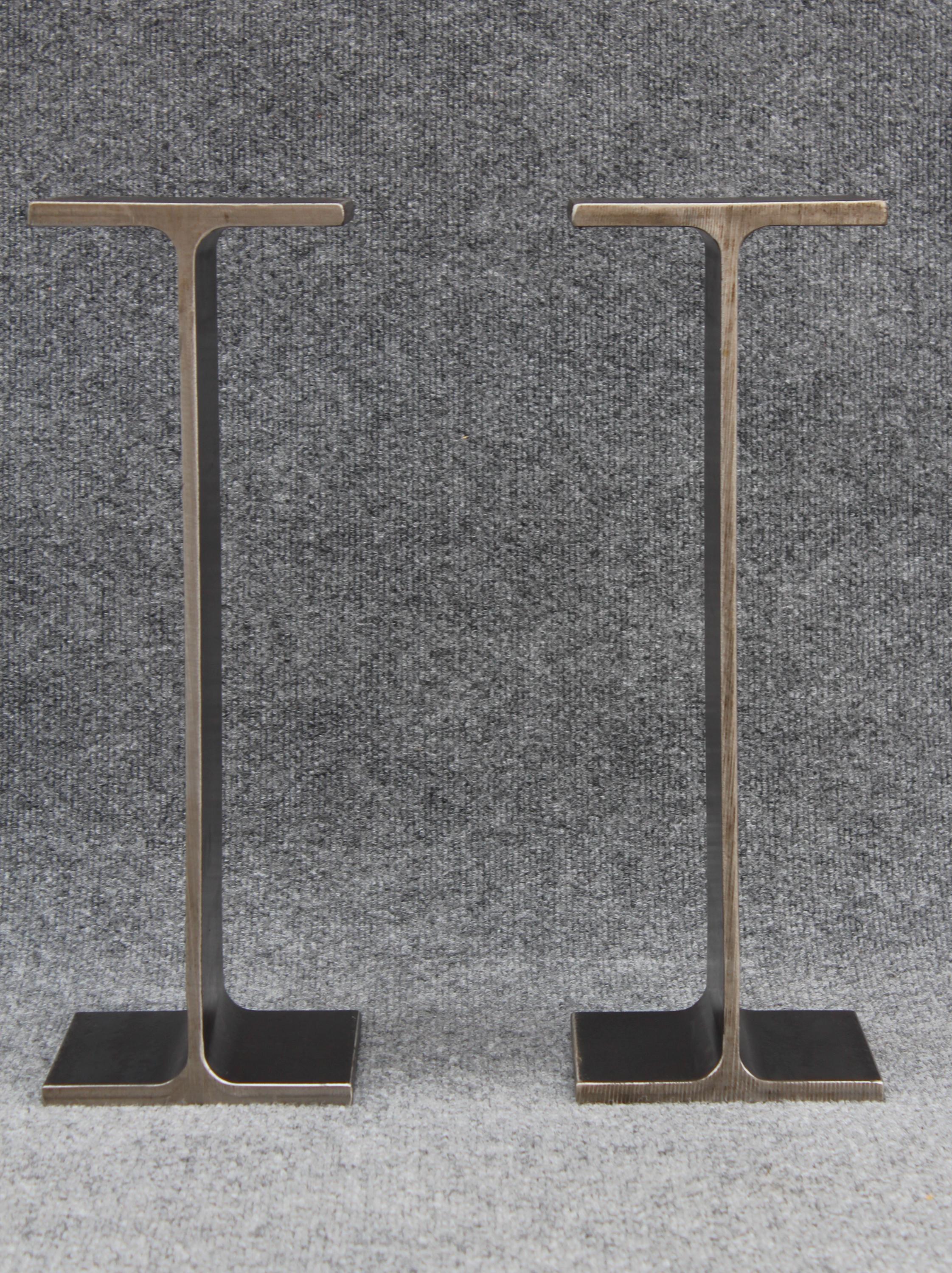 Contemporary Ward Bennett Inspired Pair Enameled Steel I-Beam Drink Stands or End Tables  For Sale