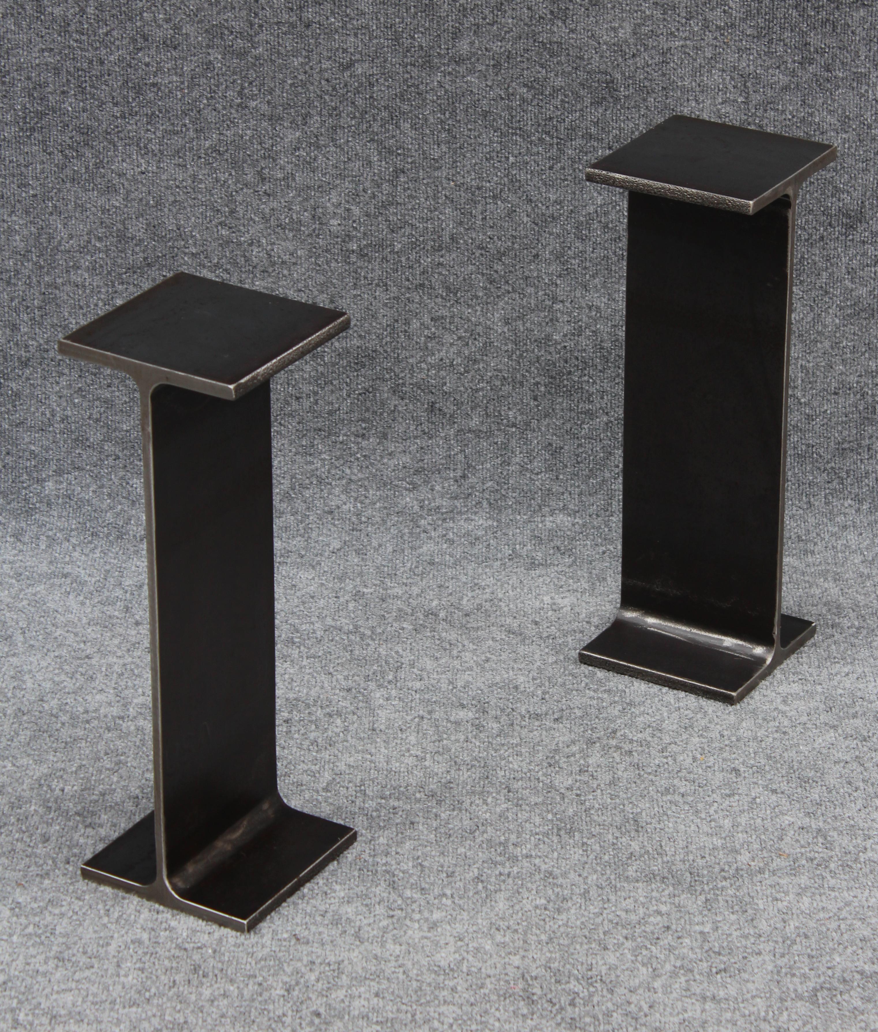 Ward Bennett Inspired Pair Enameled Steel I-Beam Drink Stands or End Tables  2