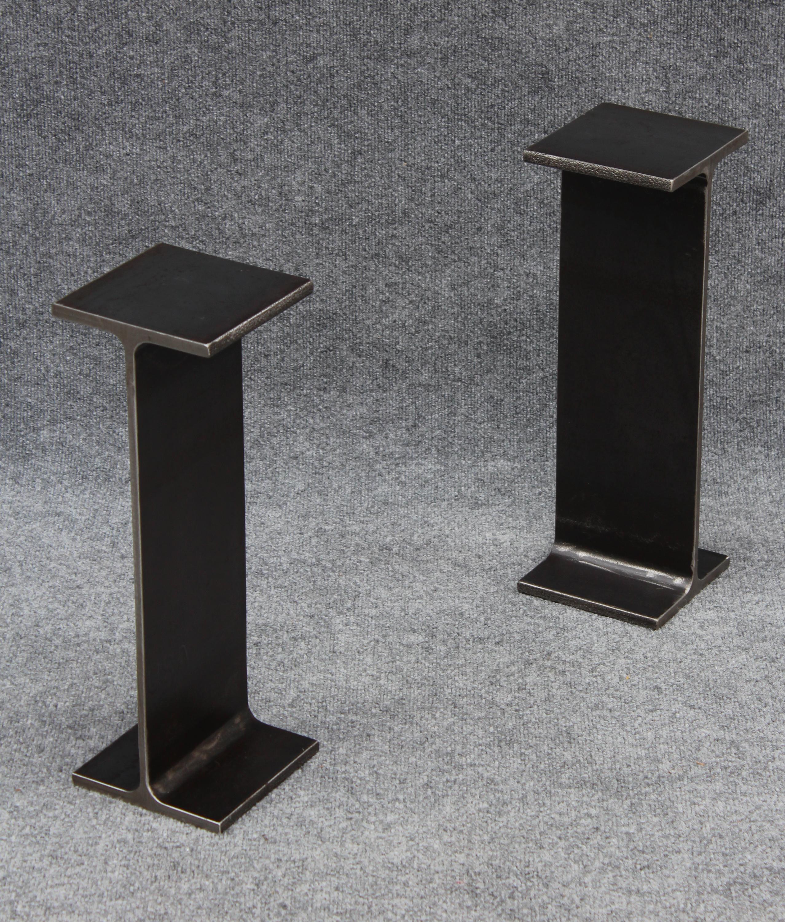 Ward Bennett Inspired Pair Enameled Steel I-Beam Drink Stands or End Tables  For Sale 2