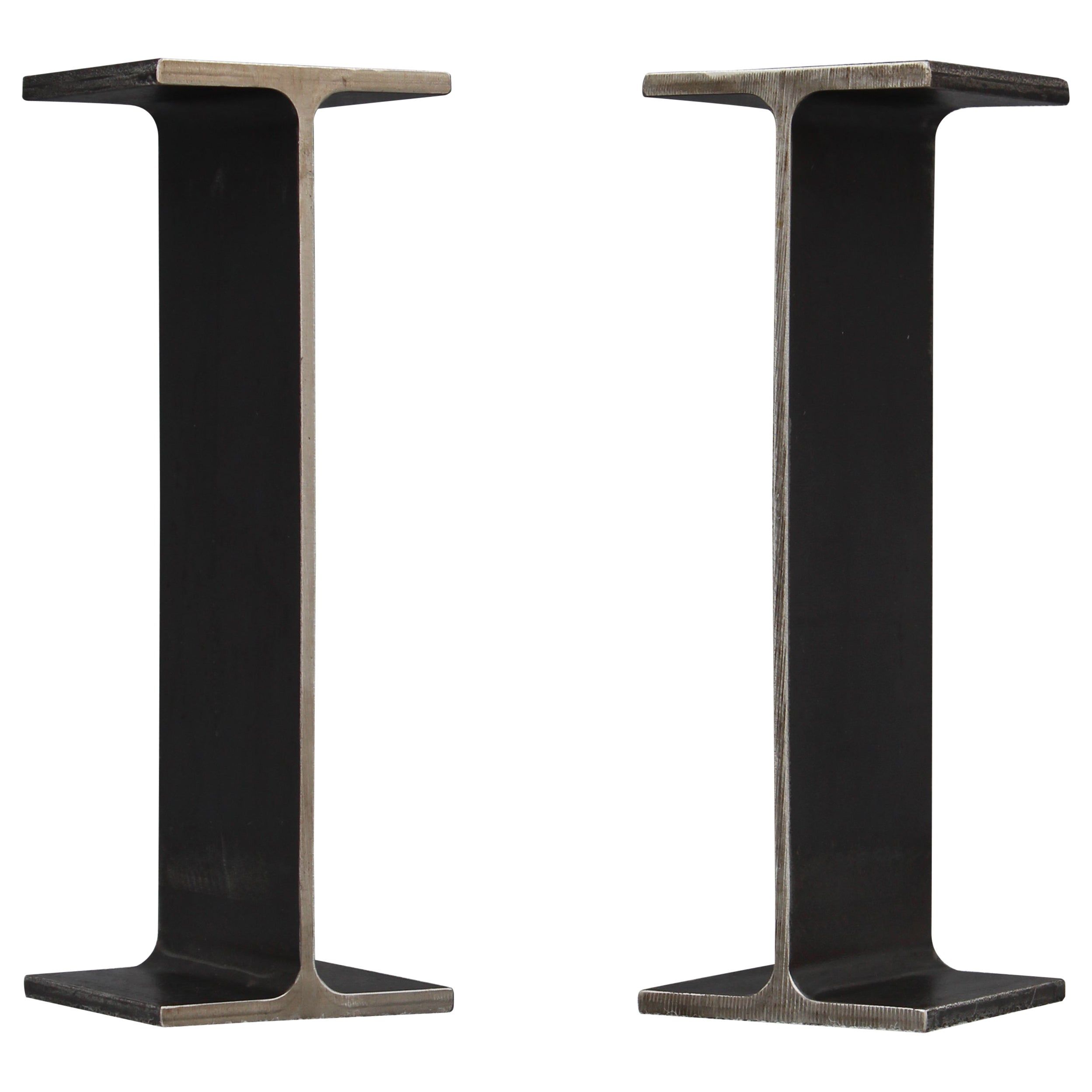 Ward Bennett Inspired Pair Enameled Steel I-Beam Drink Stands or End Tables