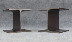 Ward Bennett Inspired Pair Enameled Steel I-Beam Side or End Tables Mid-Century