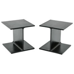 Ward Bennett Inspired Pair Enameled Steel I-Beam Side or End Tables Mid-Century