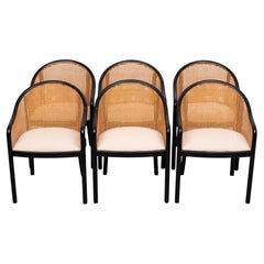 Ward Bennett Landmark Style Dining Chairs in Wood and Cane set of 6