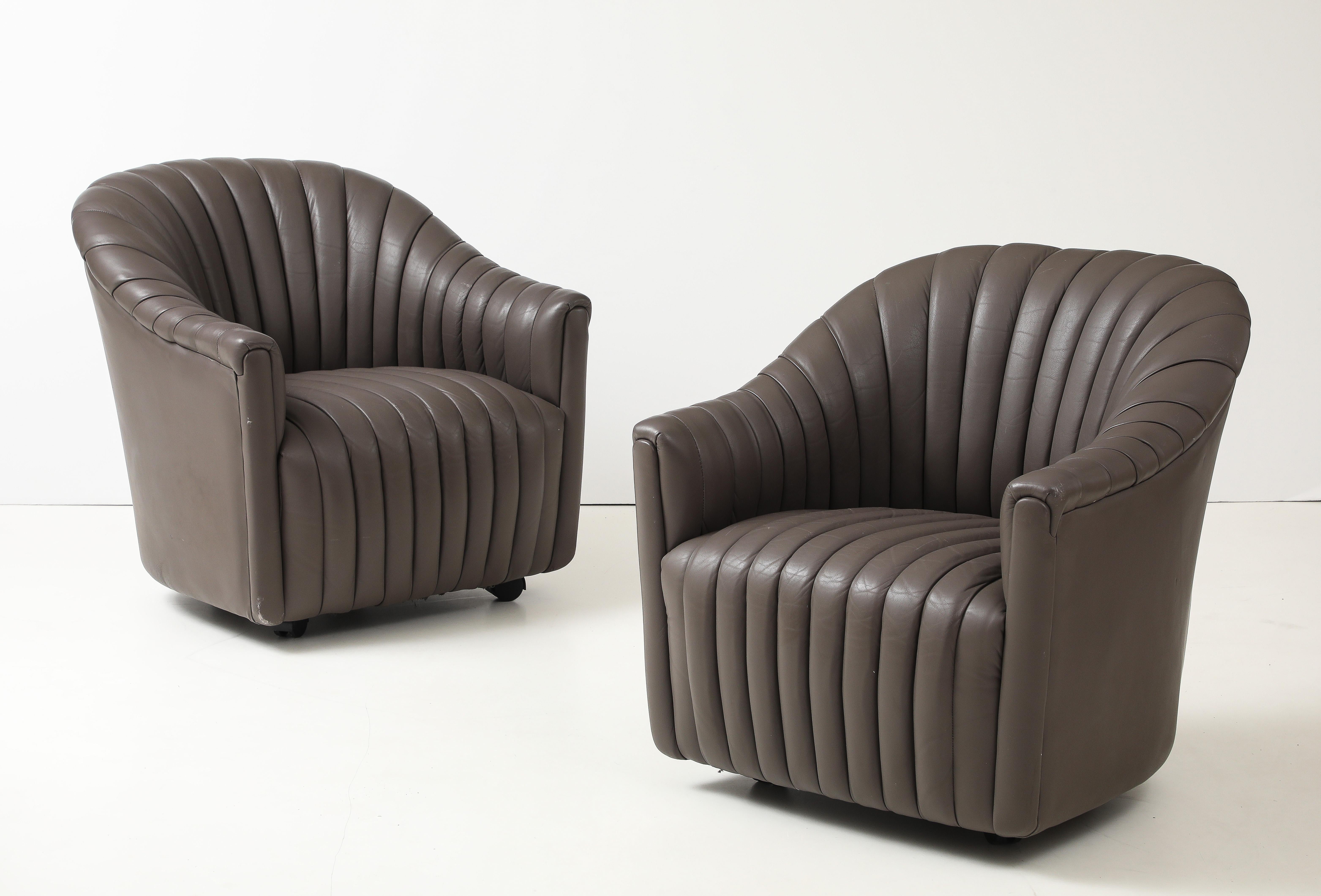 Ward Bennett Leather 1970s Channel Mid Century Lounge Chairs For Sale 4