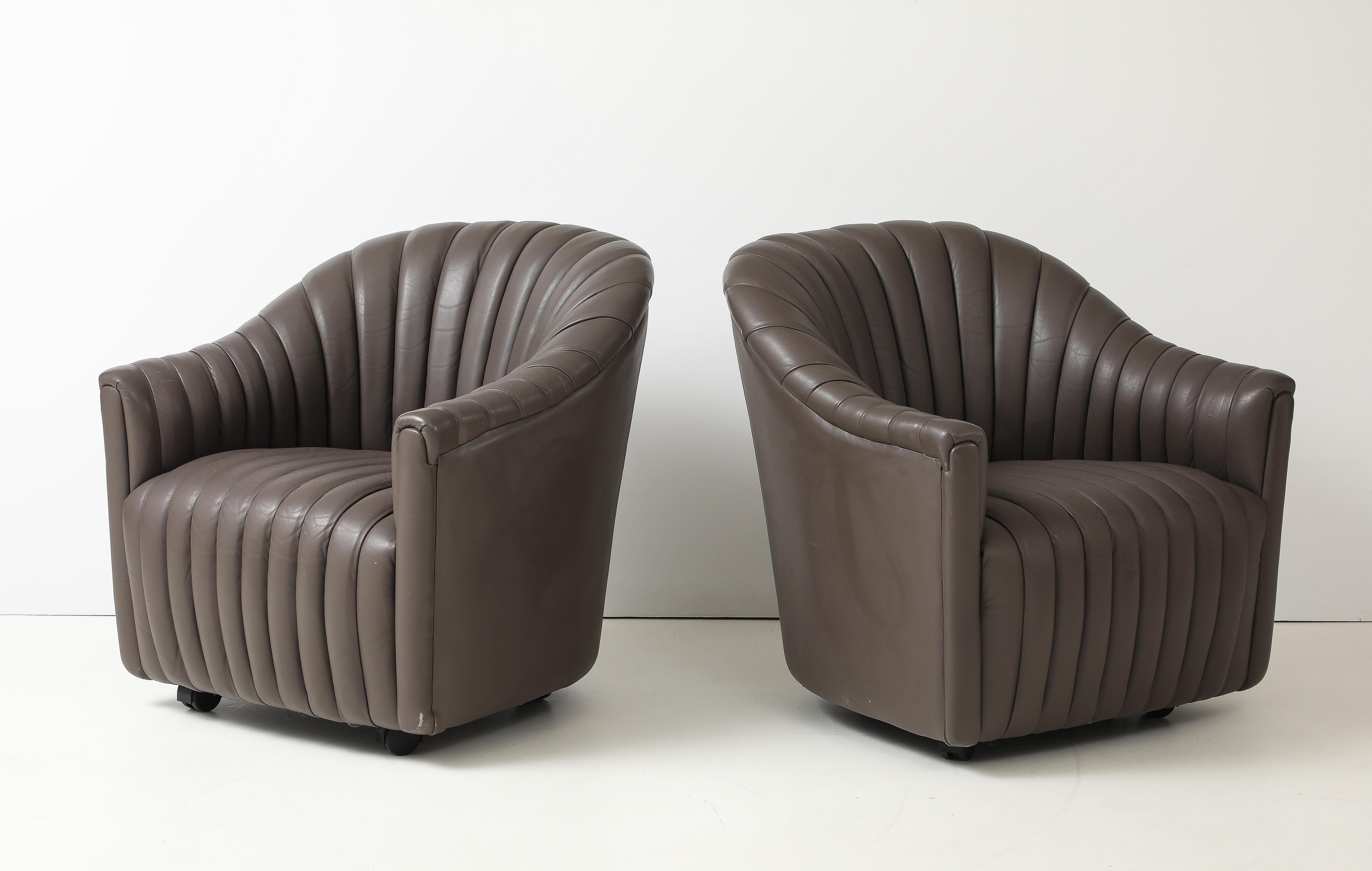 Ward Bennett Leather 1970s Channel Mid Century Lounge Chairs For Sale 5