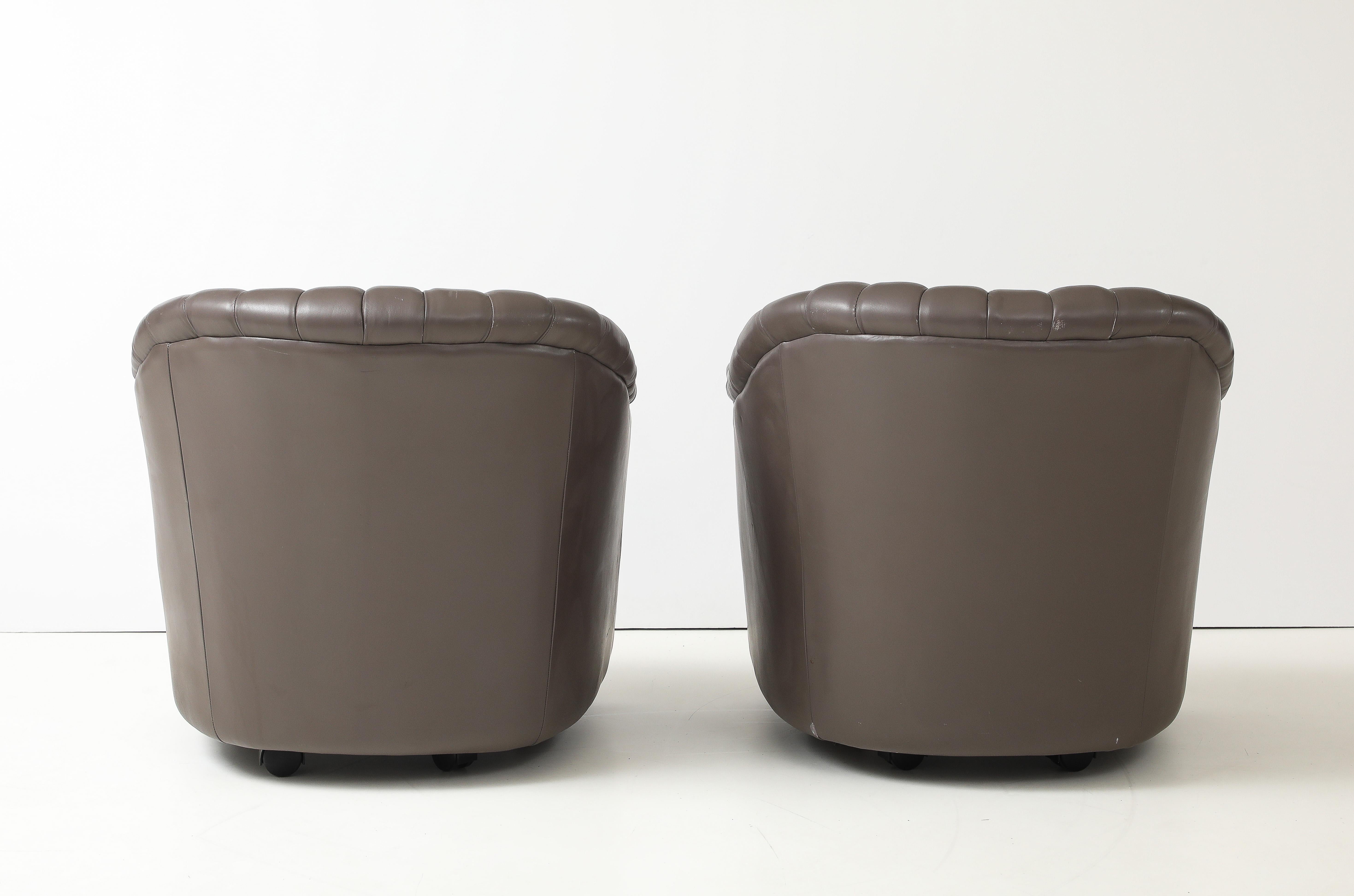 Ward Bennett Leather 1970s Channel Mid Century Lounge Chairs For Sale 6