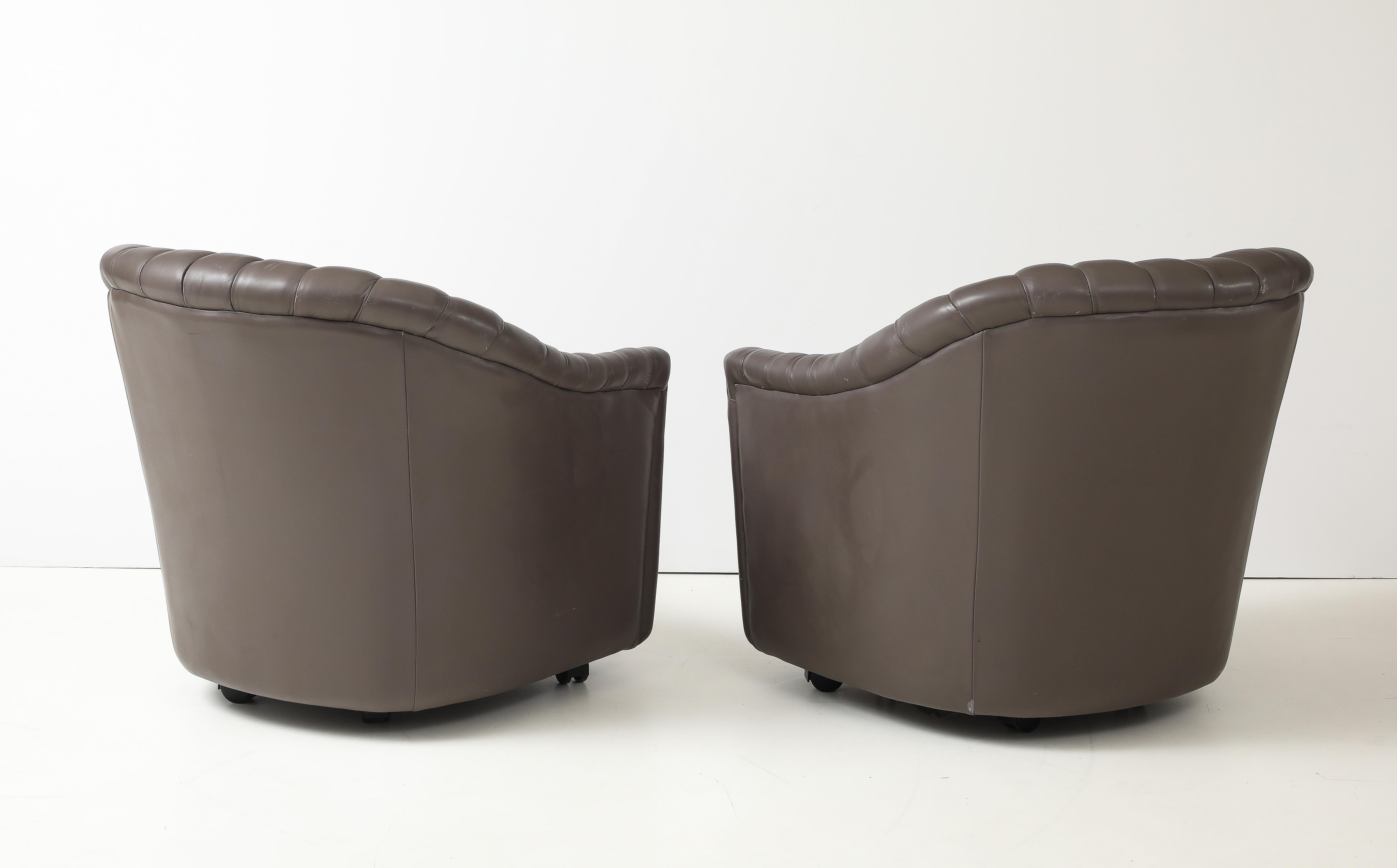 American Ward Bennett Leather 1970s Channel Mid Century Lounge Chairs For Sale