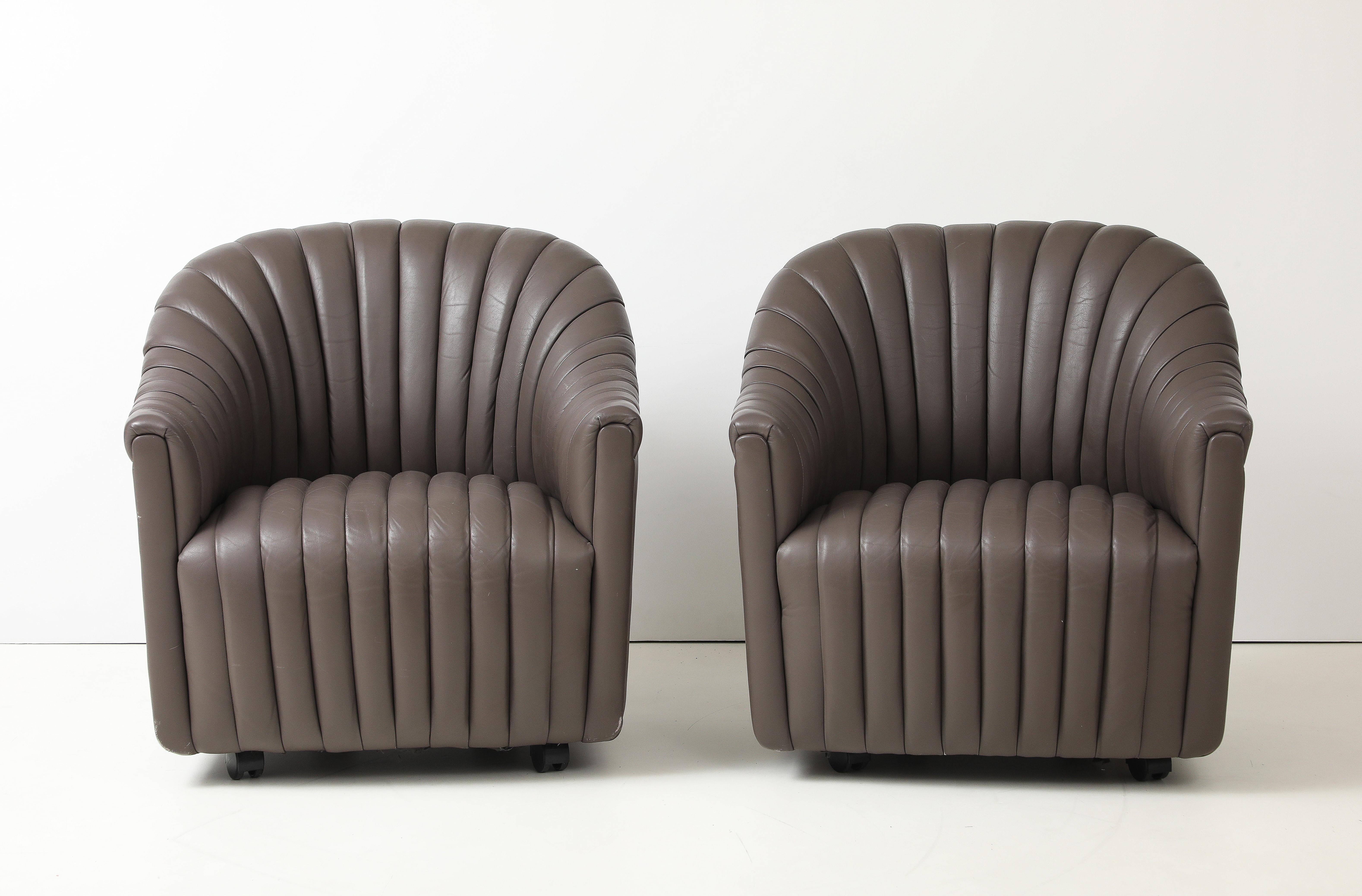 Ward Bennett Leather 1970s Channel Mid Century Lounge Chairs For Sale 2