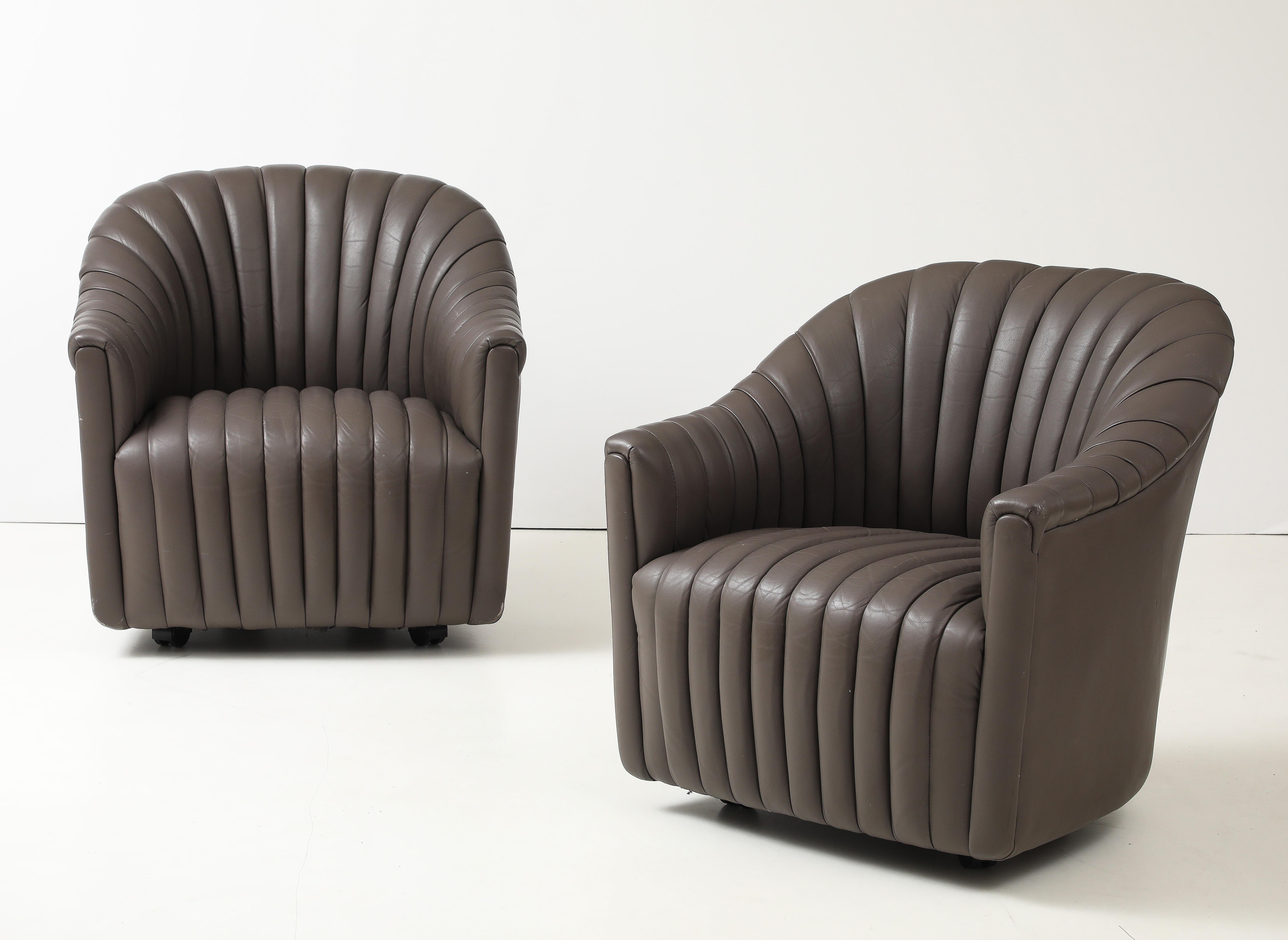 Ward Bennett Leather 1970s Channel Mid Century Lounge Chairs For Sale 3