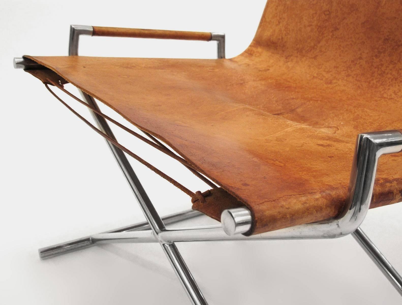 Milieu du XXe siècle Chaises à traîneau en cuir Ward Bennett