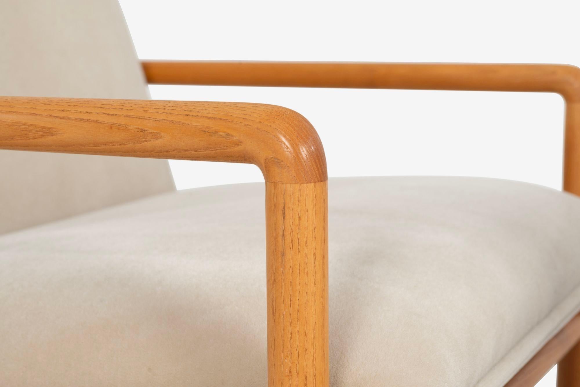 Ward Bennett Lounge Chairs in Solid Oak for Brickel Associates 1965c. For Sale 2