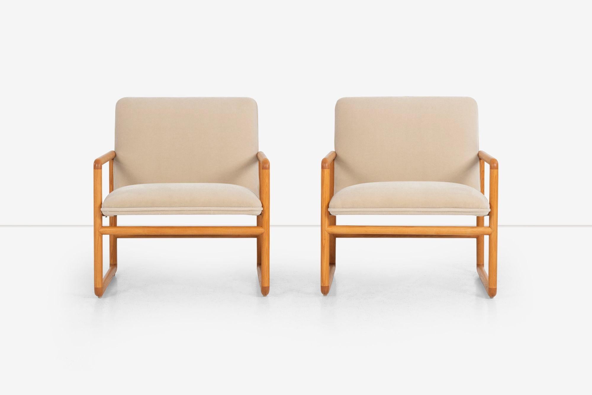 Mid-Century Modern Ward Bennett Lounge Chairs in Solid Oak for Brickel Associates 1965c. For Sale