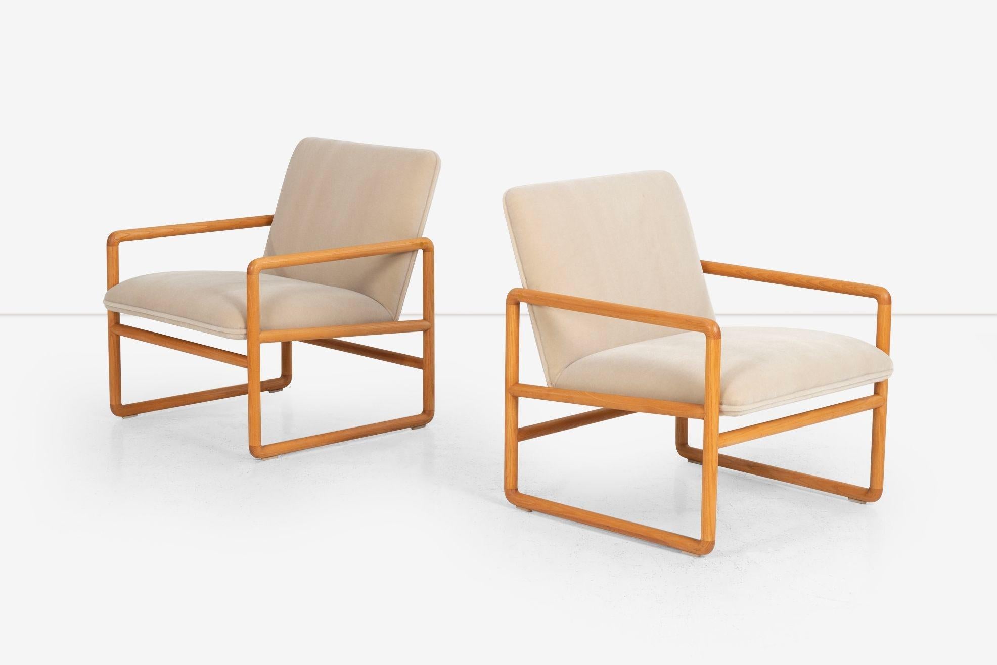 American Ward Bennett Lounge Chairs in Solid Oak for Brickel Associates 1965c. For Sale