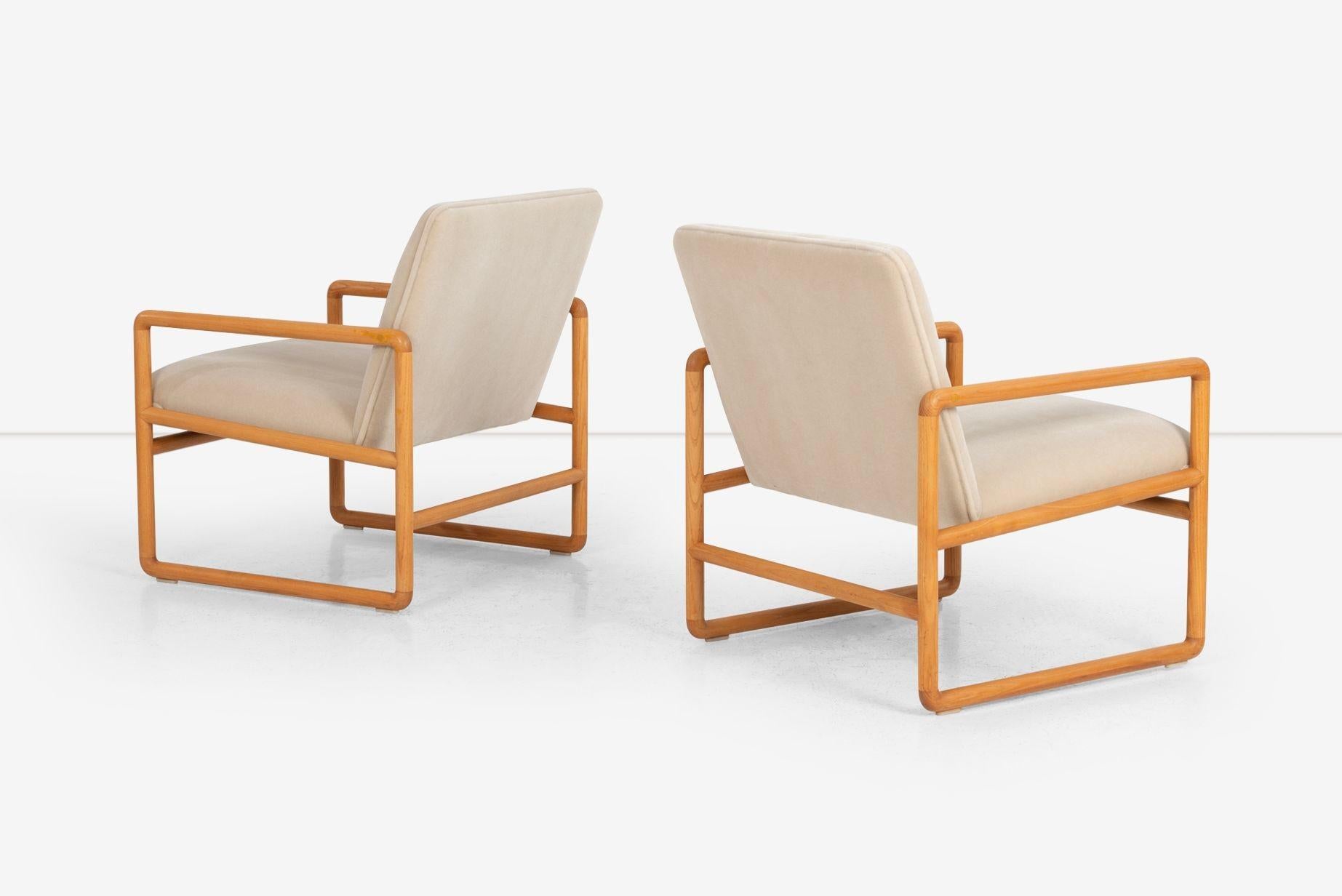 Mid-20th Century Ward Bennett Lounge Chairs in Solid Oak for Brickel Associates 1965c. For Sale