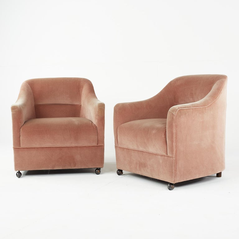 Mid-Century Modern Ward Bennett Mid Century Barrel Lounge Chairs, Pair For Sale
